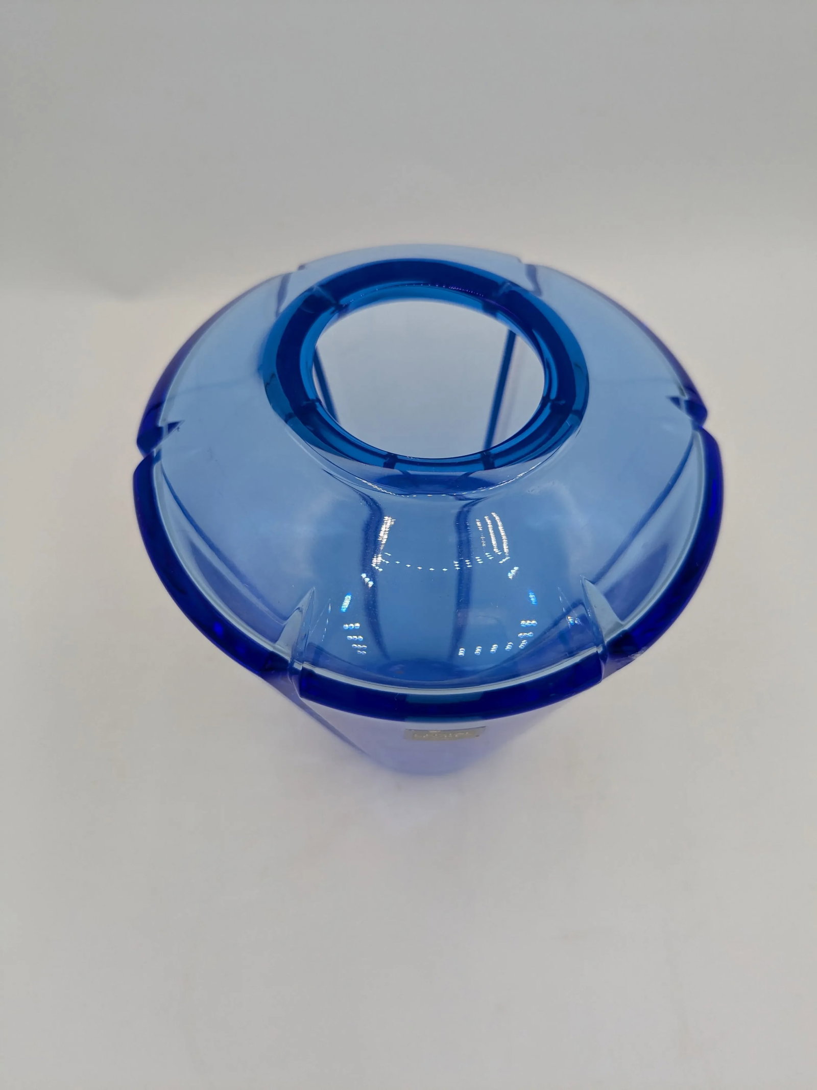 Late 20th Century Blue Crystal Cristal Sevres French Cut Glass Bohemian Vase - 2