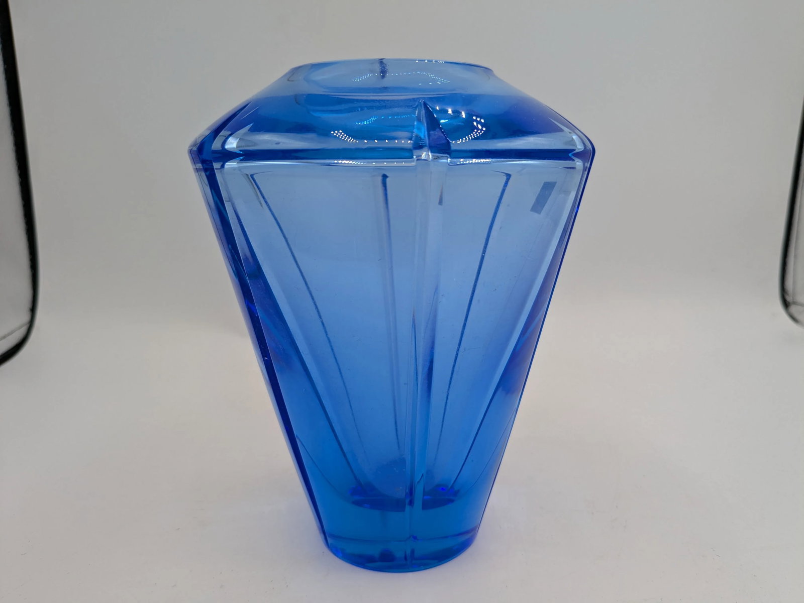 Late 20th Century Blue Crystal Cristal Sevres French Cut Glass Bohemian Vase - 3