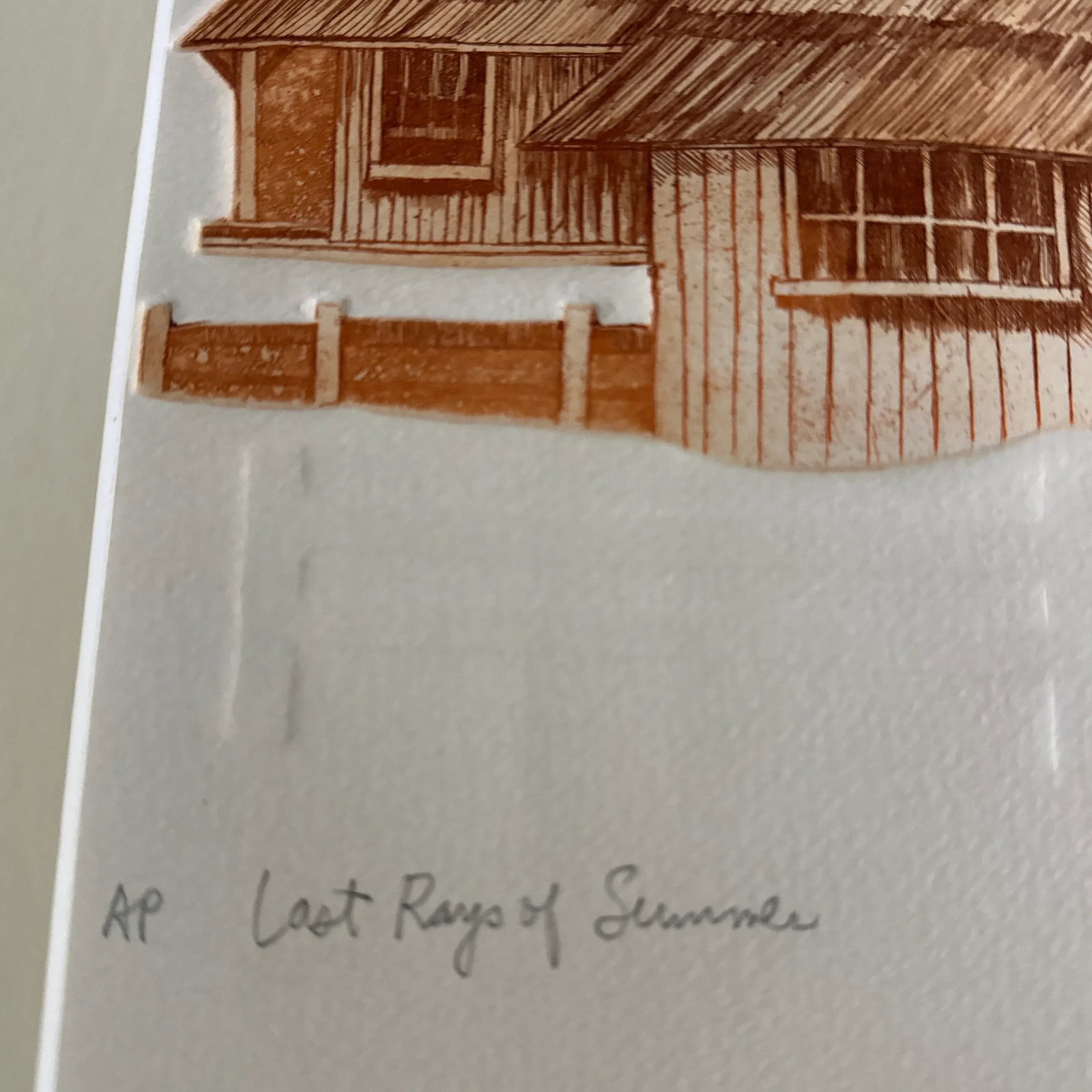 Vintage Print by Artist Martin Tobias, Last Rays of Summer, Framed Farm Landscape in Rust Tones Inta - 4