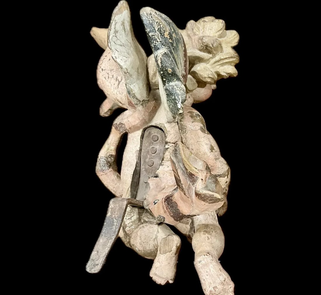 German Baroque Painted Wood Angel Sculptures, a Pair - 4