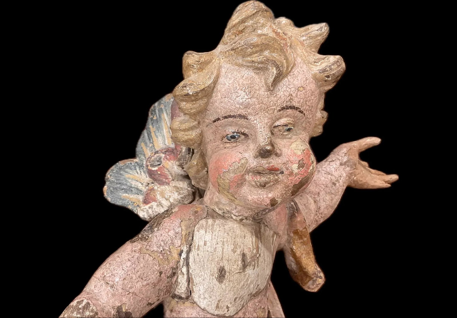 German Baroque Painted Wood Angel Sculptures, a Pair - 5
