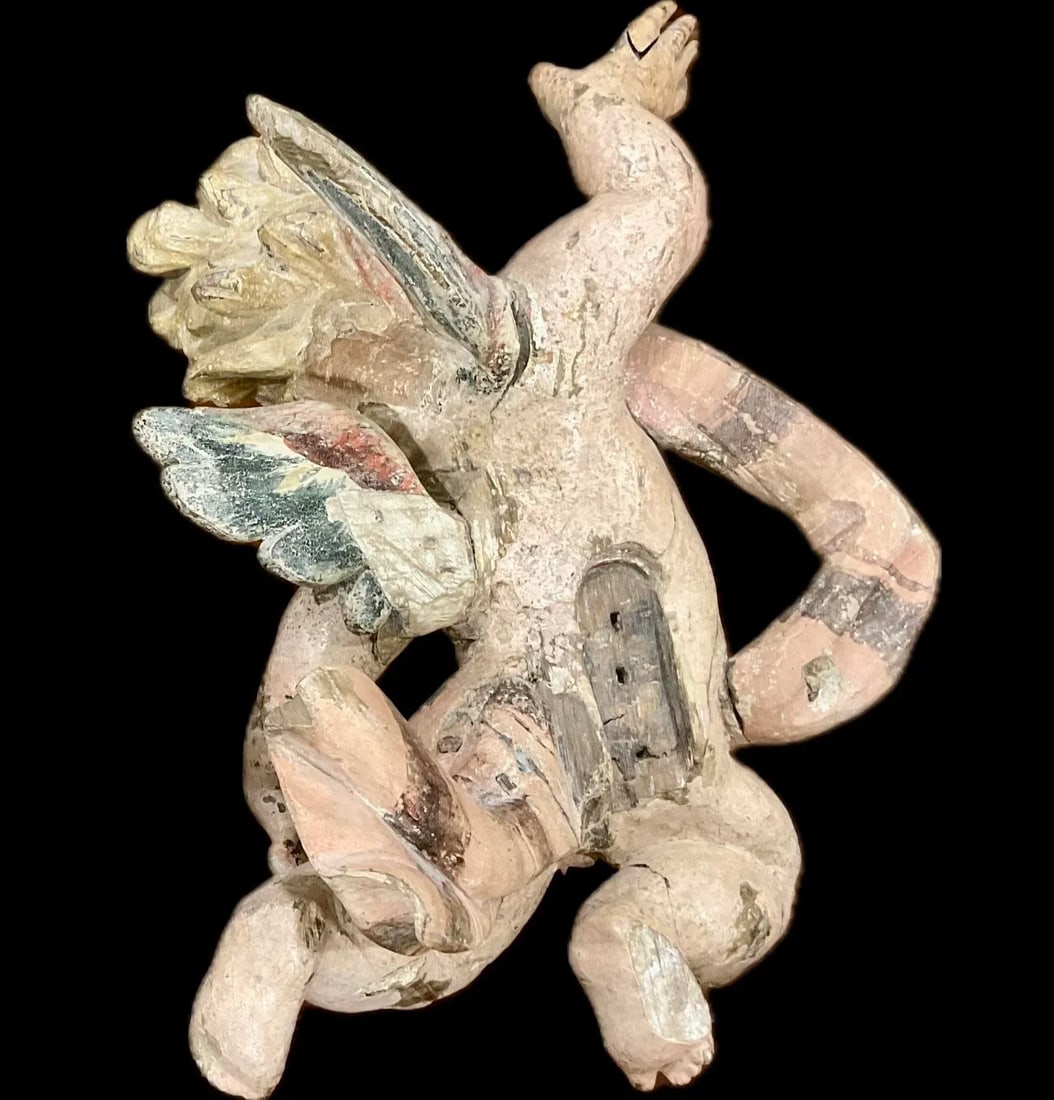 German Baroque Painted Wood Angel Sculptures, a Pair - 6