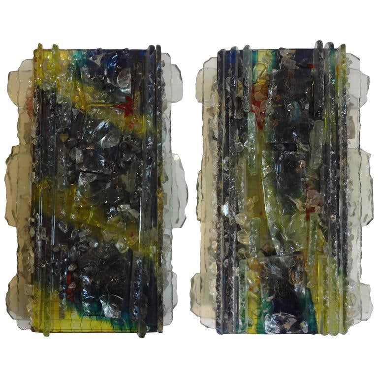 1960's A. Lankhorst for Raak Applied Glass Sconces-A Pair - 8