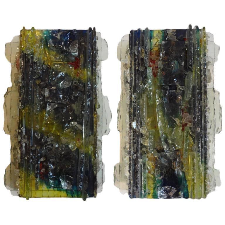 1960's A. Lankhorst for Raak Applied Glass Sconces-A Pair - 9