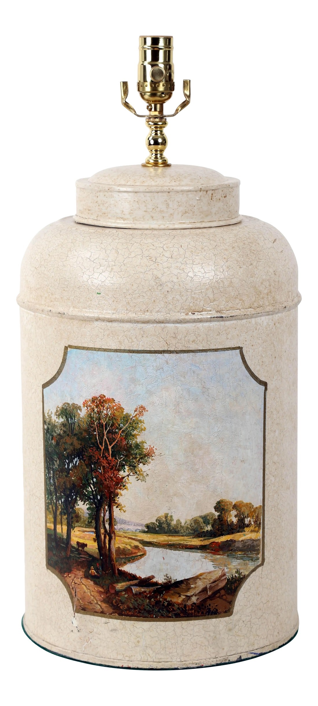 Late 20th Century Vintage Hand-Painted British Tea Caddy Table Lamp (1 of 10)