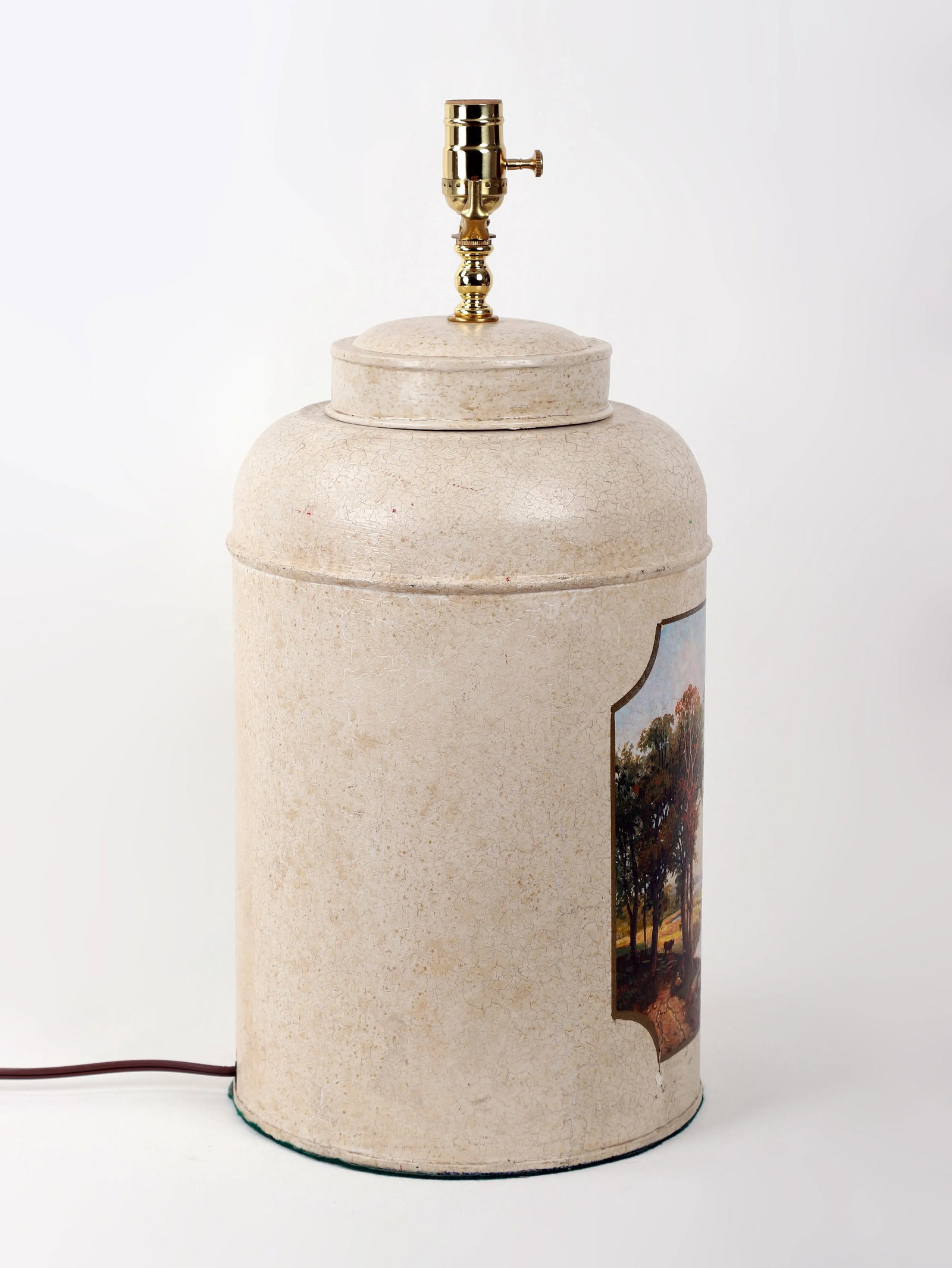 Late 20th Century Vintage Hand-Painted British Tea Caddy Table Lamp - 3