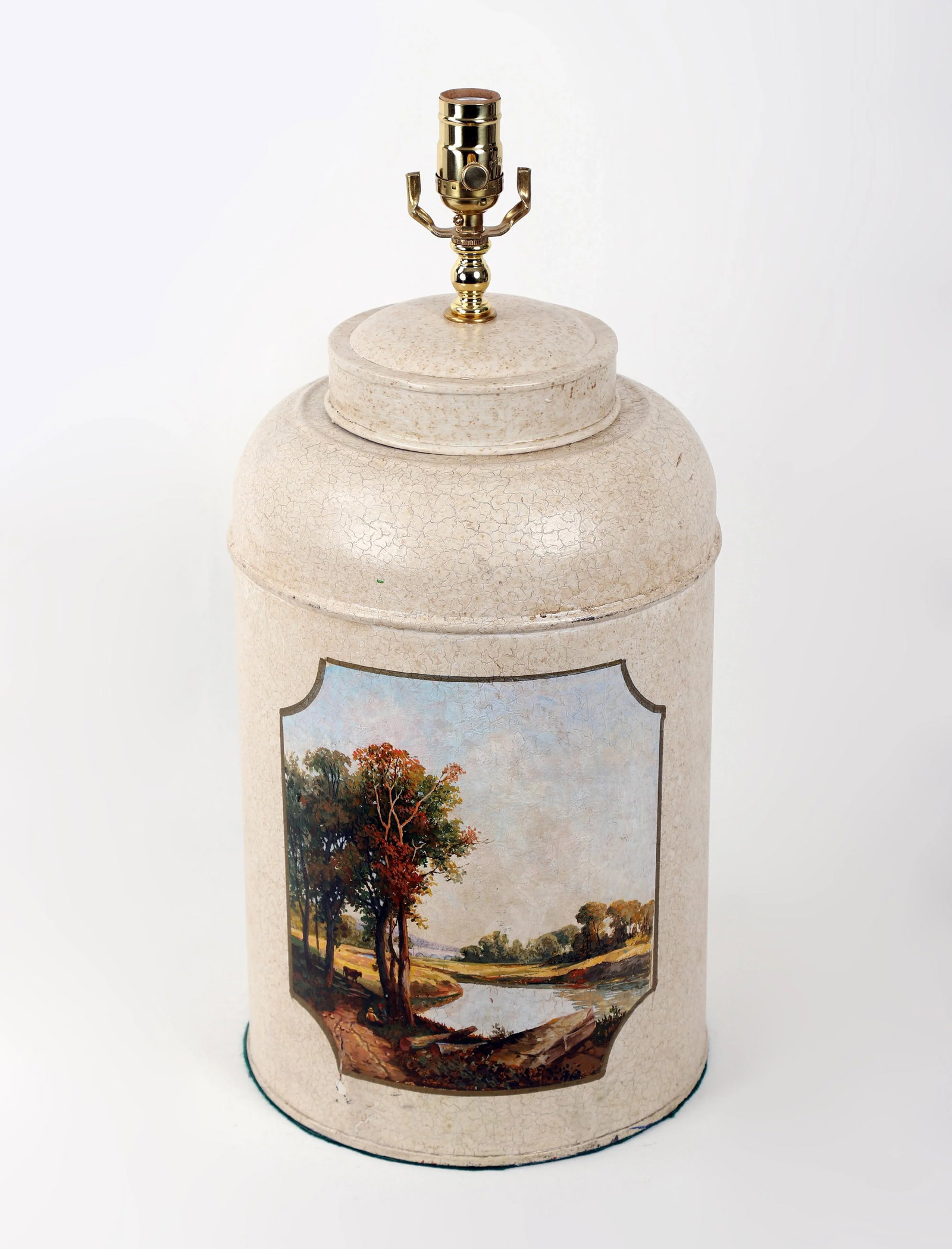 Late 20th Century Vintage Hand-Painted British Tea Caddy Table Lamp - 4