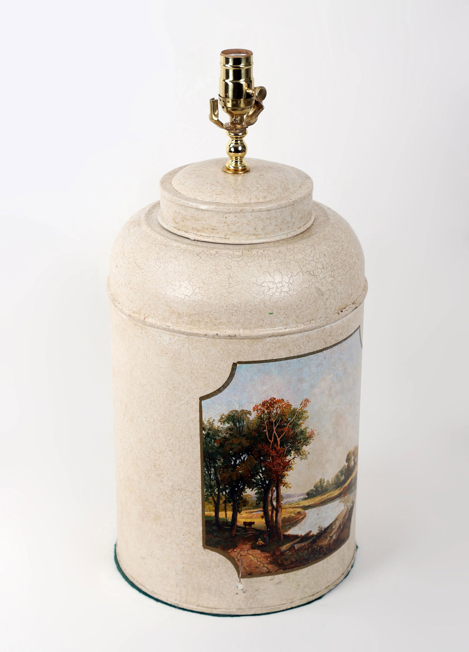 Late 20th Century Vintage Hand-Painted British Tea Caddy Table Lamp - 5