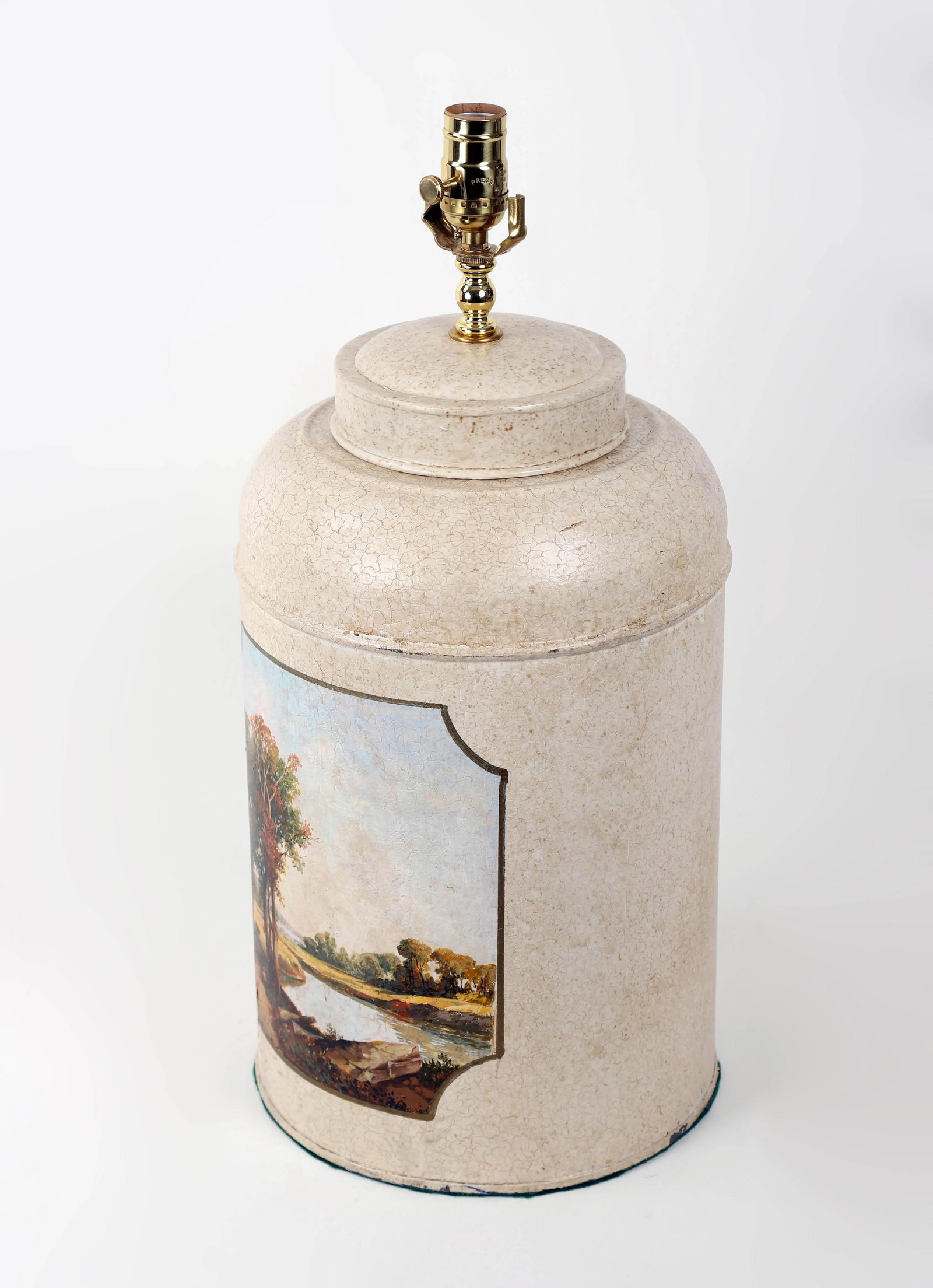 Late 20th Century Vintage Hand-Painted British Tea Caddy Table Lamp - 6