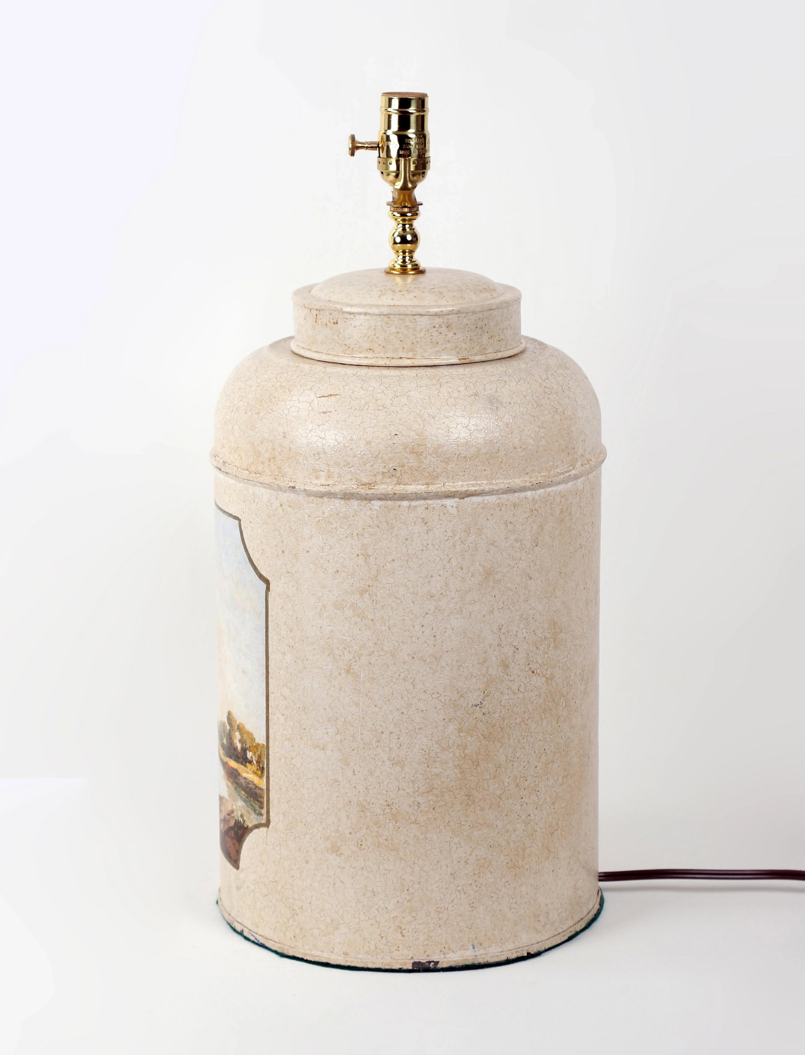 Late 20th Century Vintage Hand-Painted British Tea Caddy Table Lamp - 7