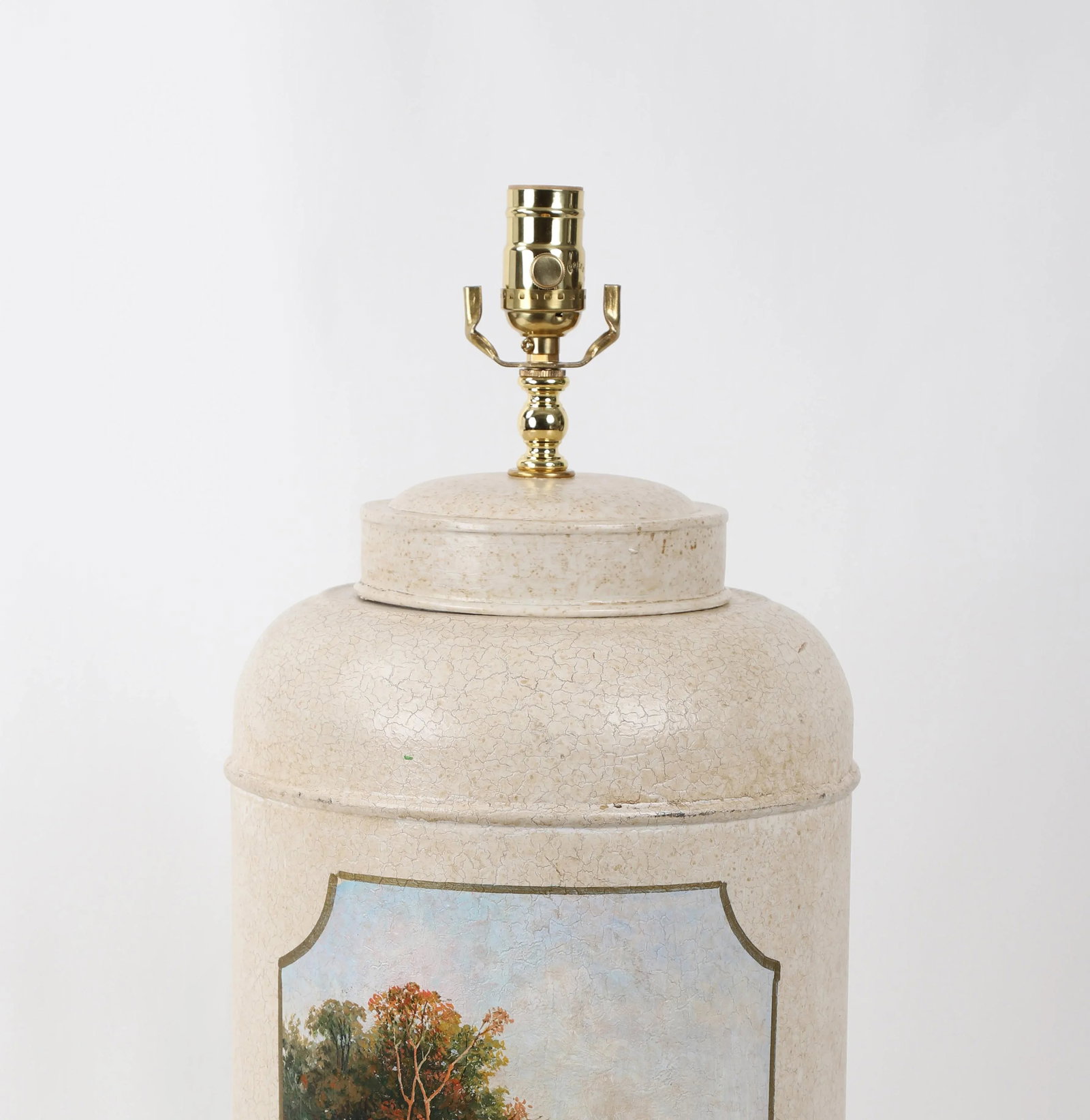 Late 20th Century Vintage Hand-Painted British Tea Caddy Table Lamp - 8