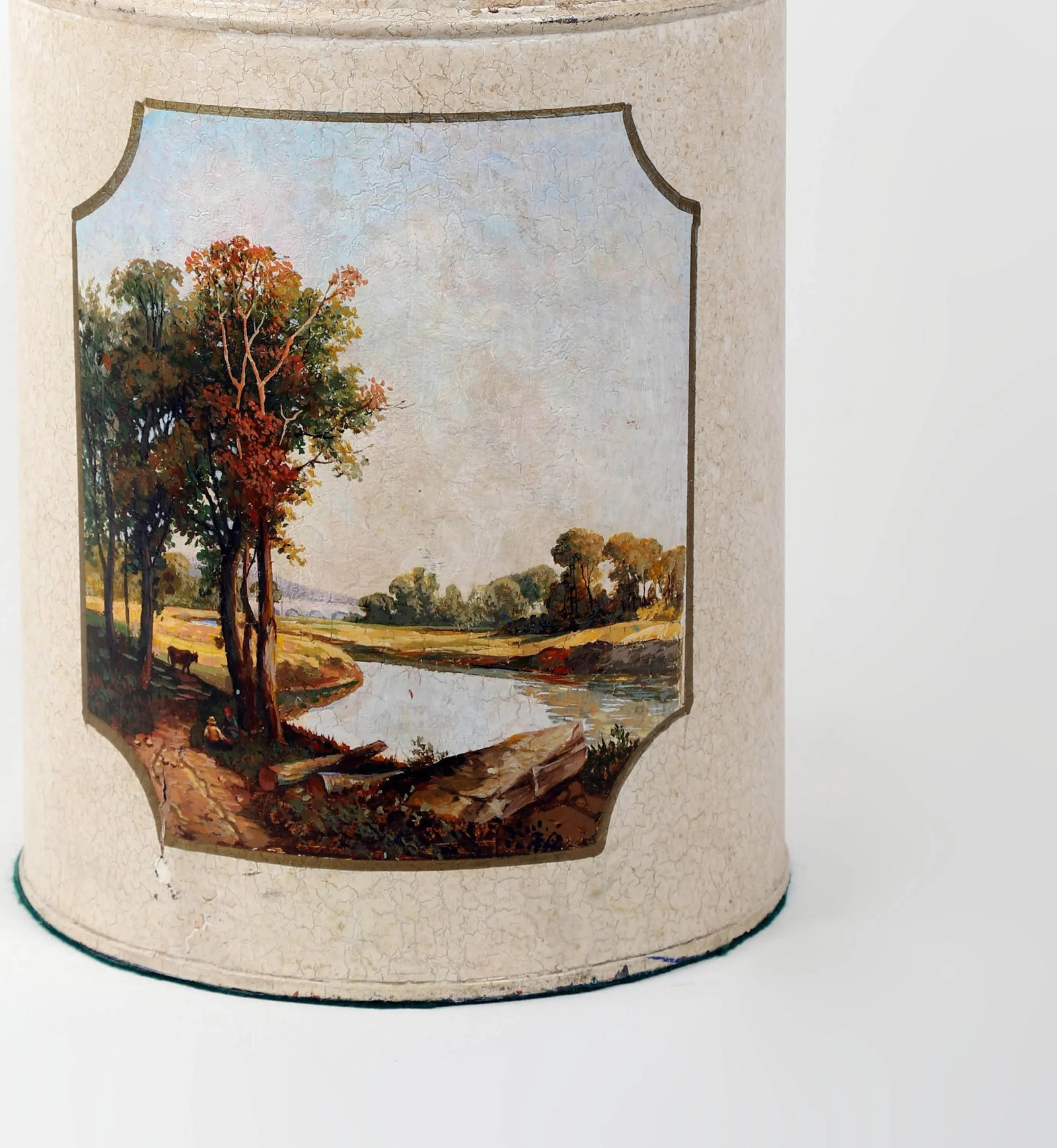 Late 20th Century Vintage Hand-Painted British Tea Caddy Table Lamp - 9
