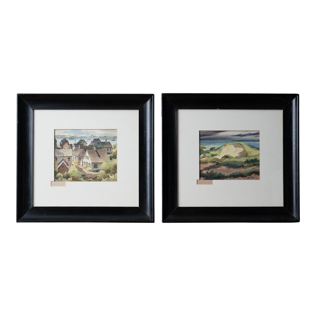 John Cuthbert Hare Watercolor Paintings - Cape Cod and Provencetown - Set of 2: John Hare (American, 1908-1978) A pair of watercolor paintings: "Provencetown Rooftops" and "Afternoon Light - Cape Cod", circa 1940s. sight: 8 by 6 Â¾ inches frame: 17 â… by 16