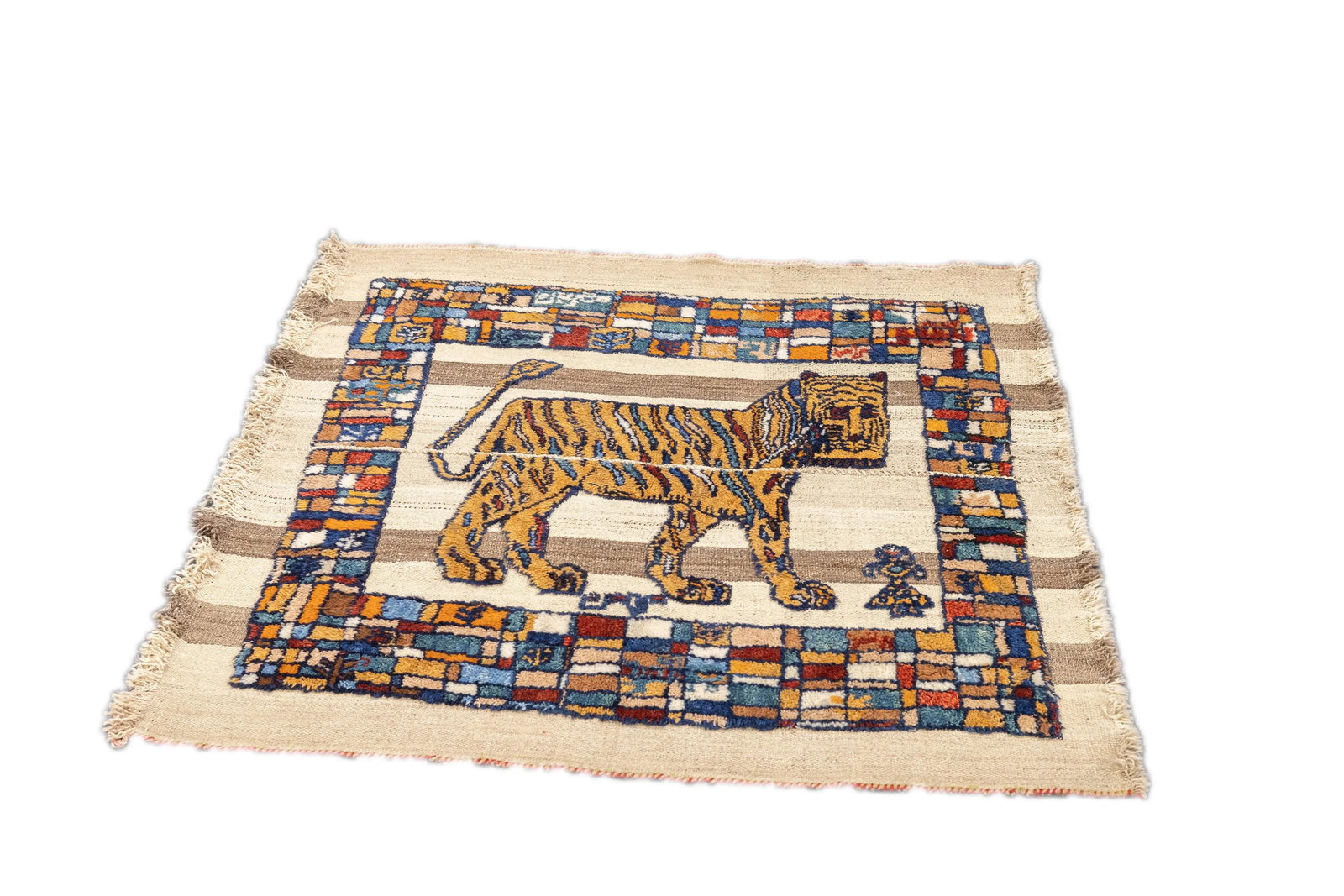 Antique Handwoven Gabbeh Palas Textile Art - 5