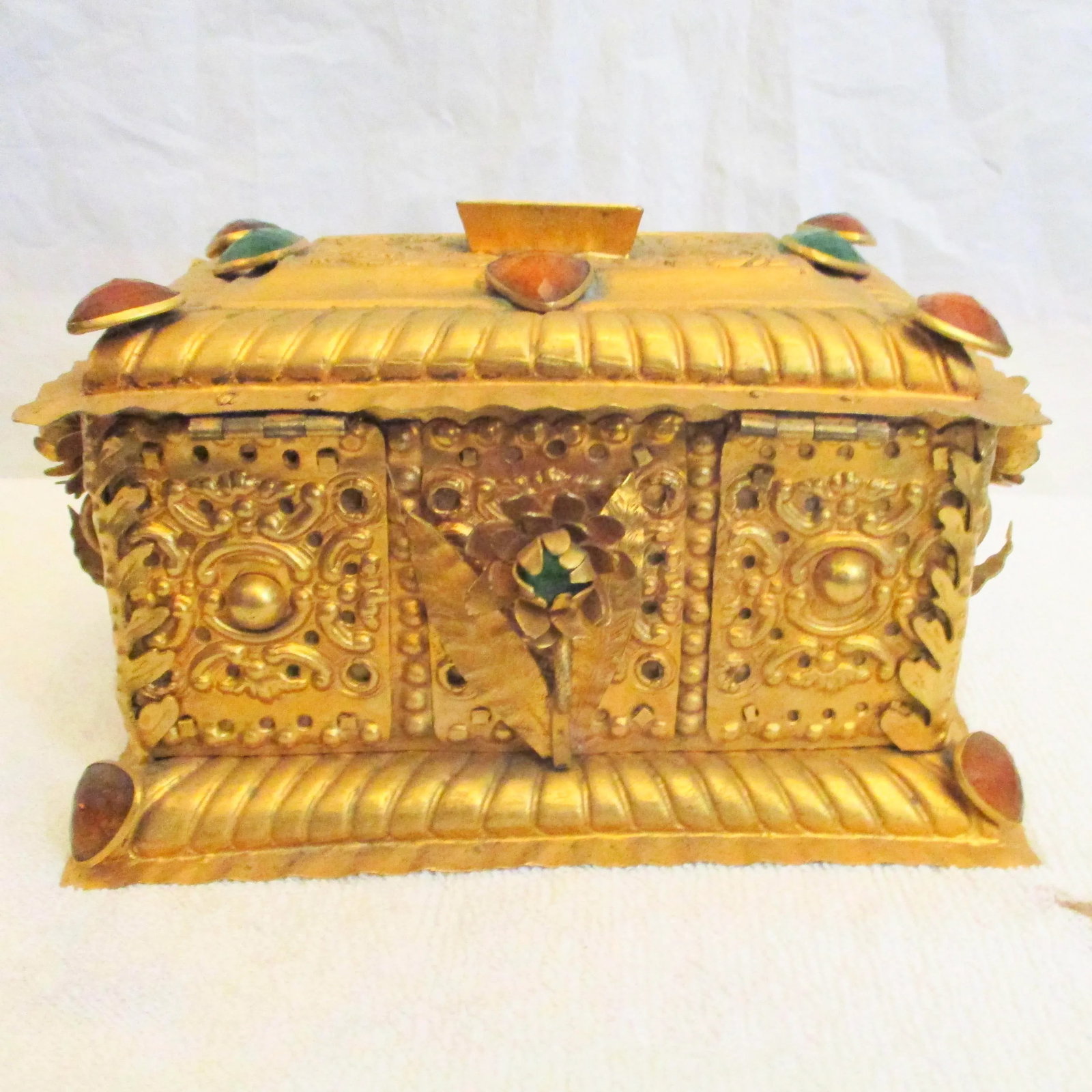 Antique Gilt and Bejeweled Alms Box - 9