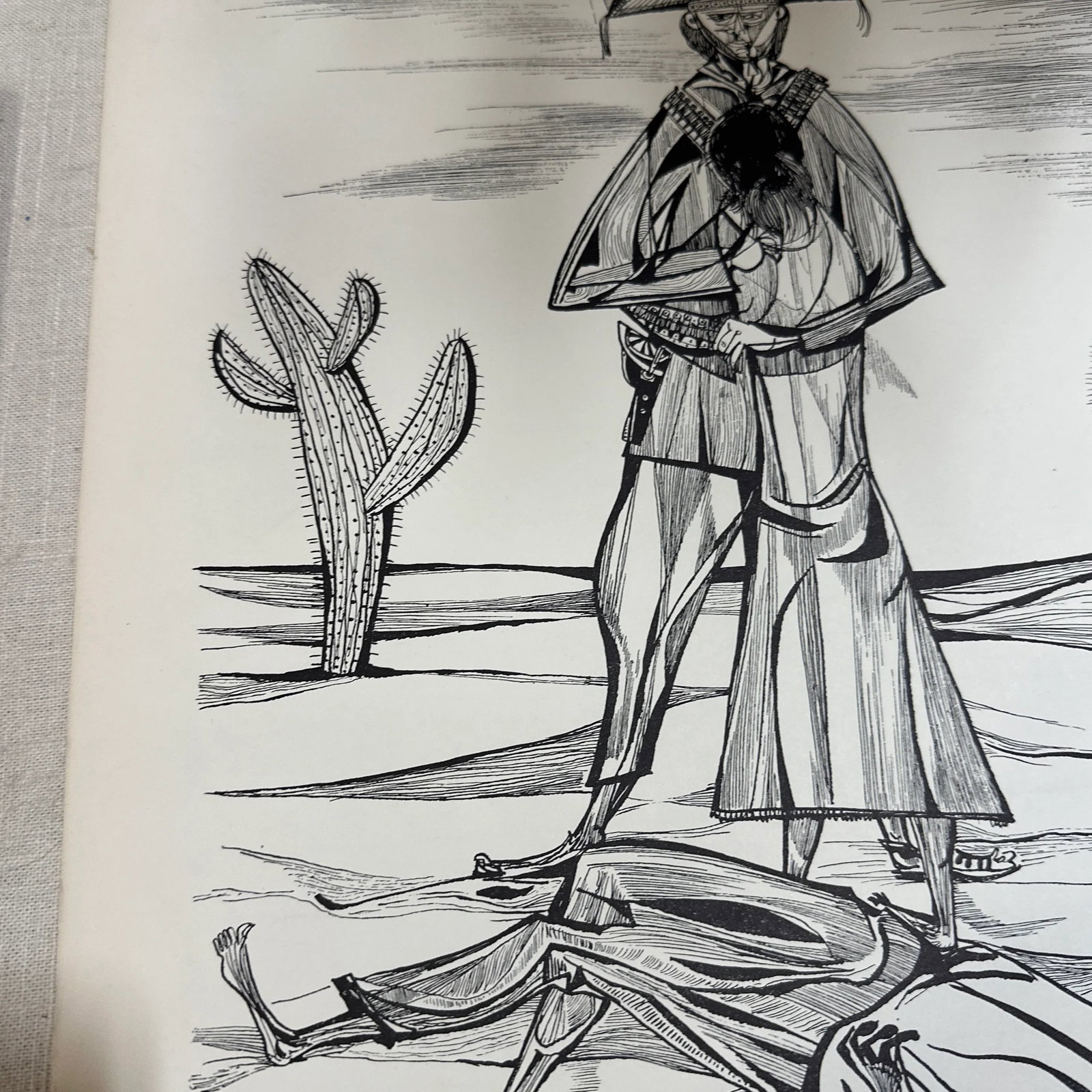 Pair of Brazilian Style Prints of House and Desert, Signed Aldemir Martins - 7