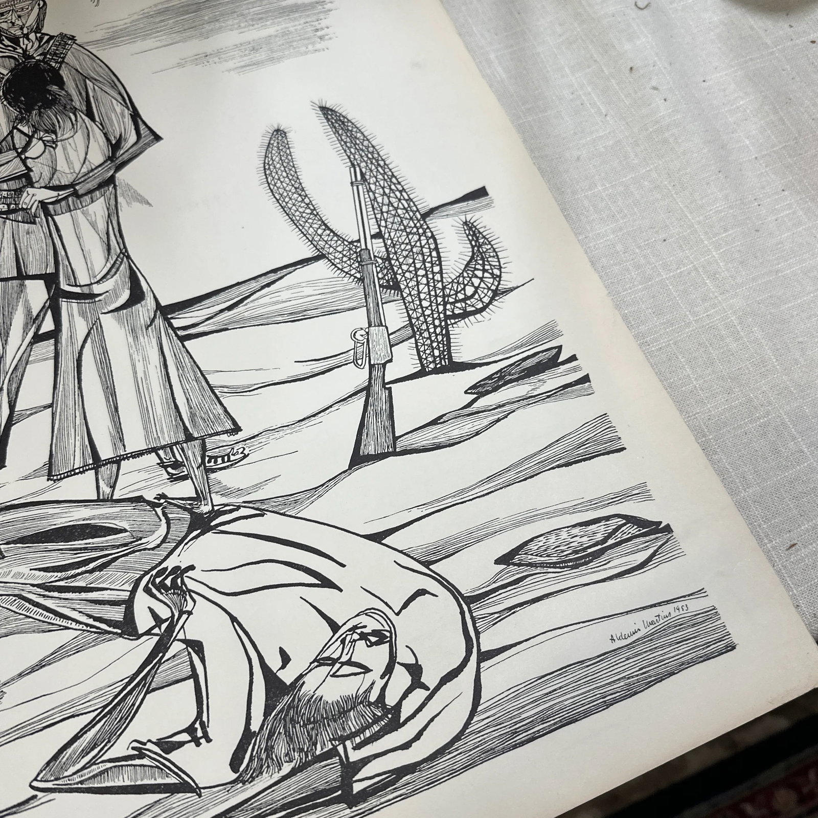 Pair of Brazilian Style Prints of House and Desert, Signed Aldemir Martins - 9