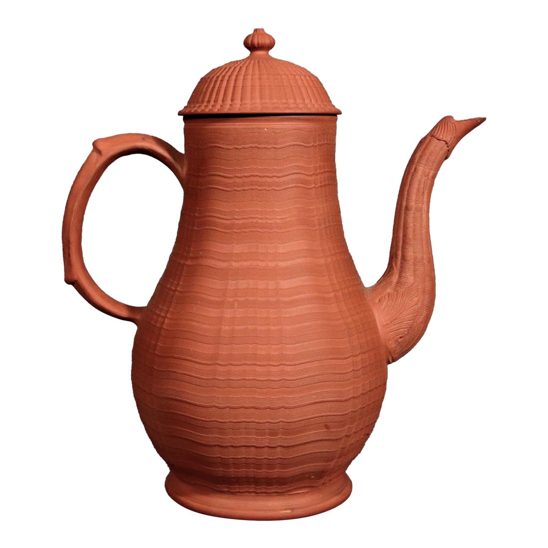 English Stoneware Pottery Redware Engine Turned Coffee Pot (1 of 7)