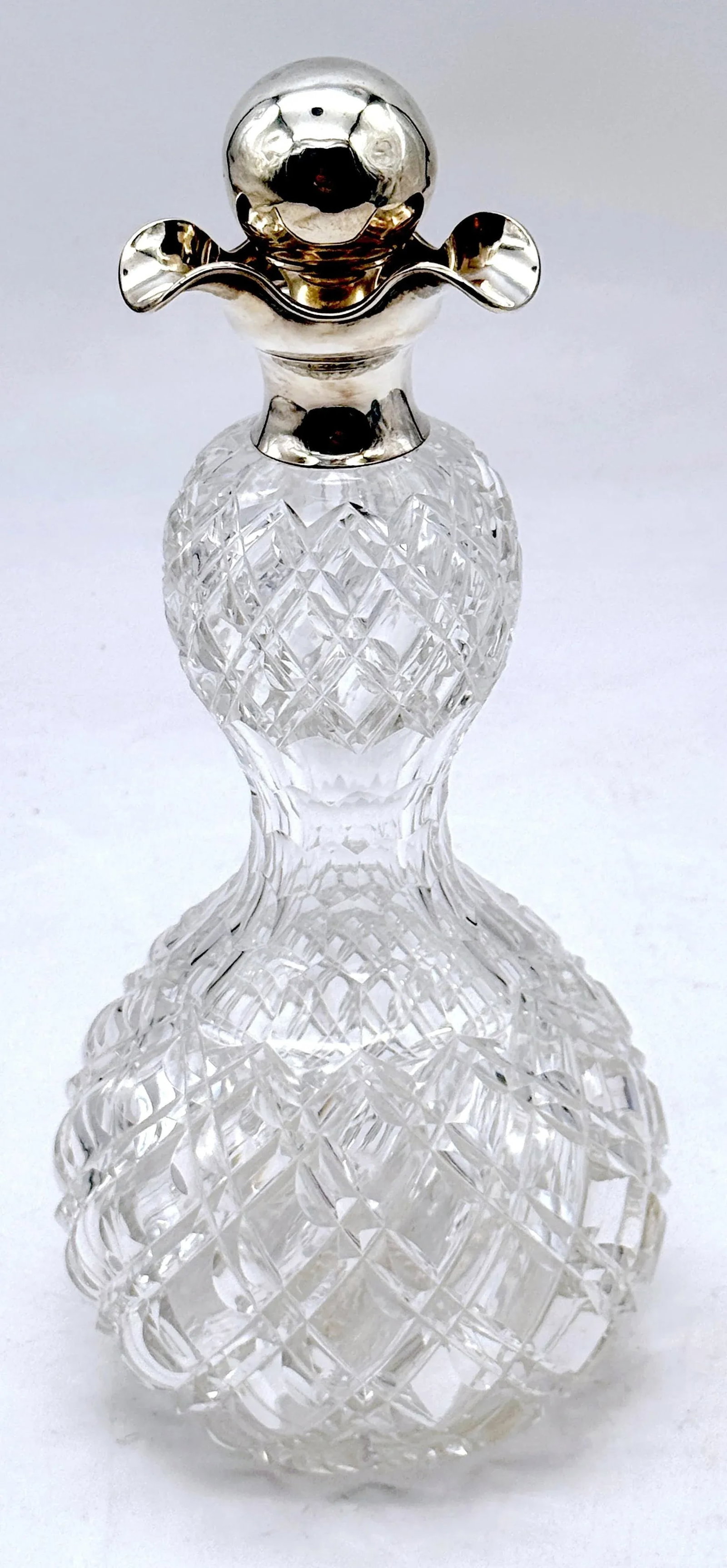 English Sterling Silver & Cut Crystal Pinch Neck Decanter, London, 1906 - 4