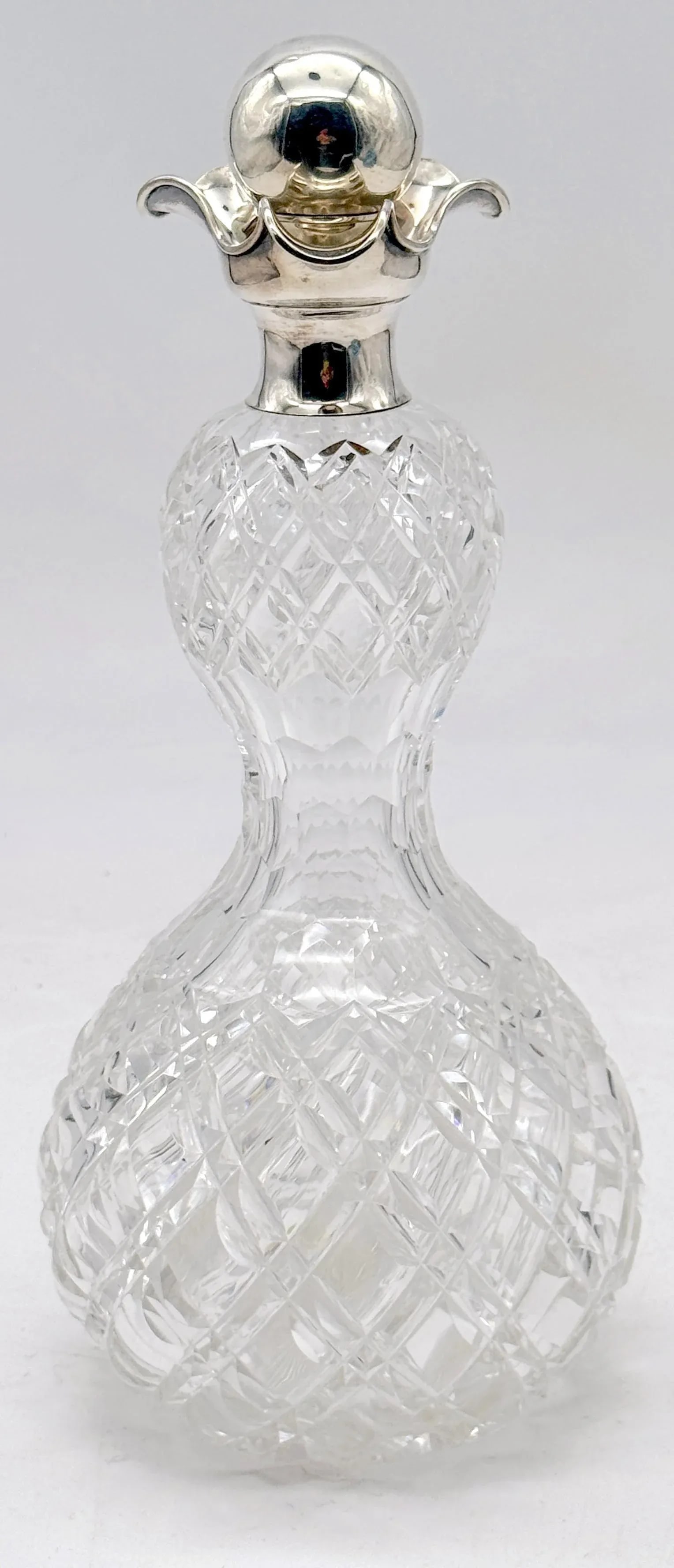 English Sterling Silver & Cut Crystal Pinch Neck Decanter, London, 1906 - 5