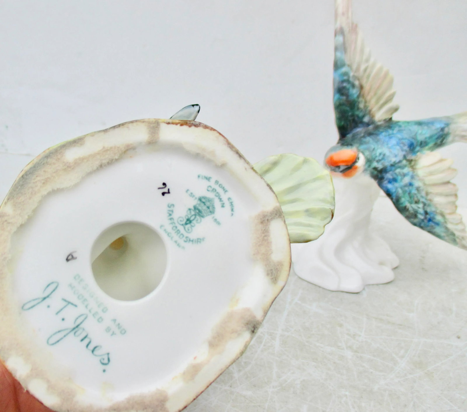 Pair of J T Jones Crown Staffordshire Birds Bone China - A Pair of 2 - 7