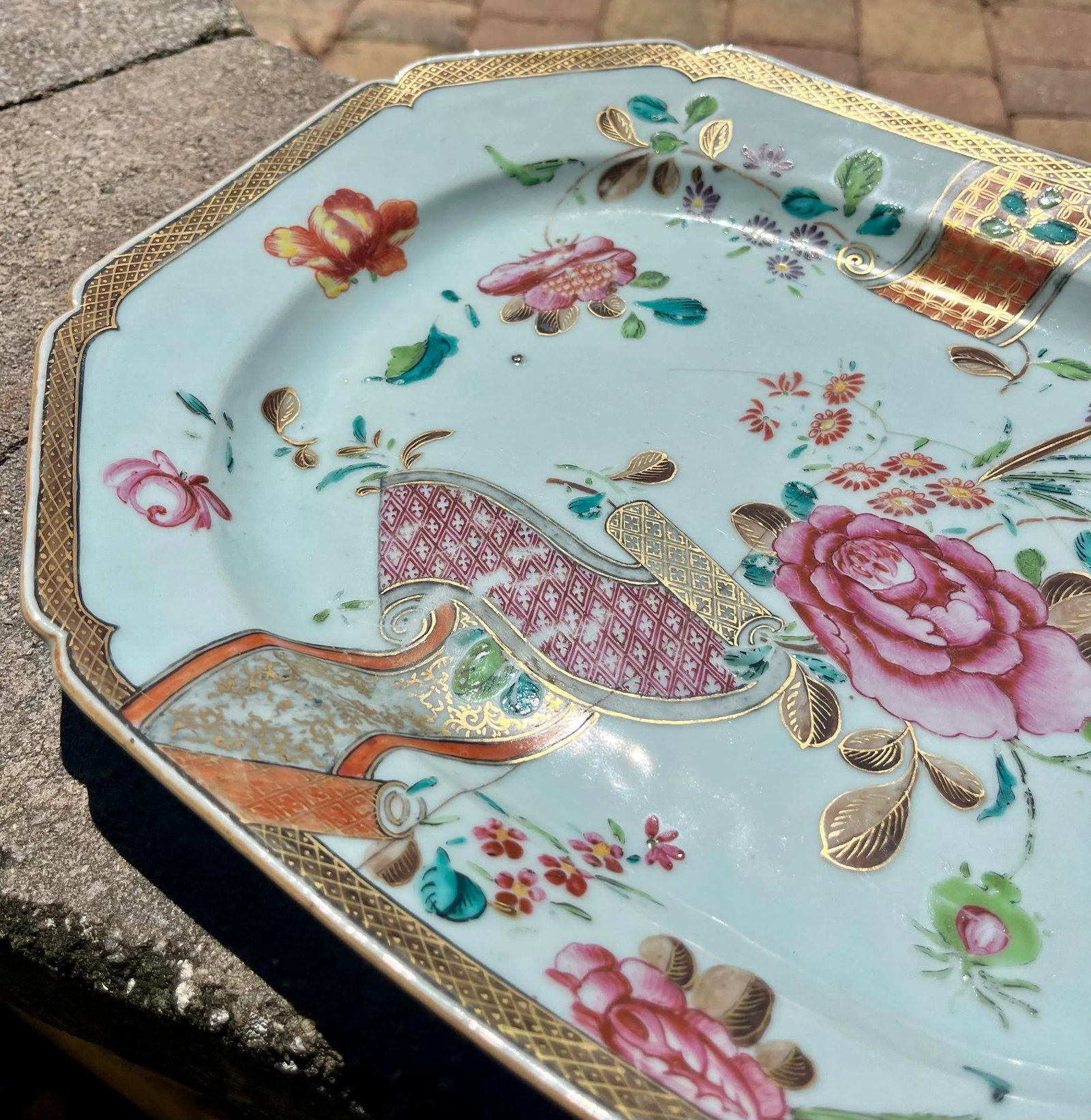 18th Century Chinese Export Famille Rose Hand Painted Porcelain Platter - 2