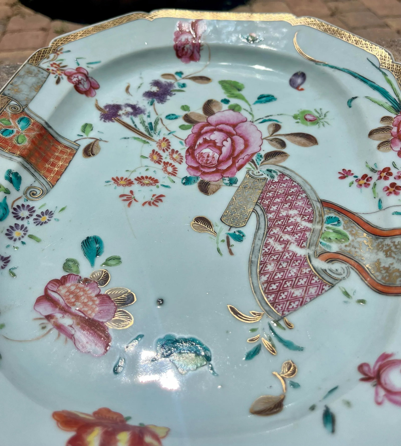 18th Century Chinese Export Famille Rose Hand Painted Porcelain Platter - 4