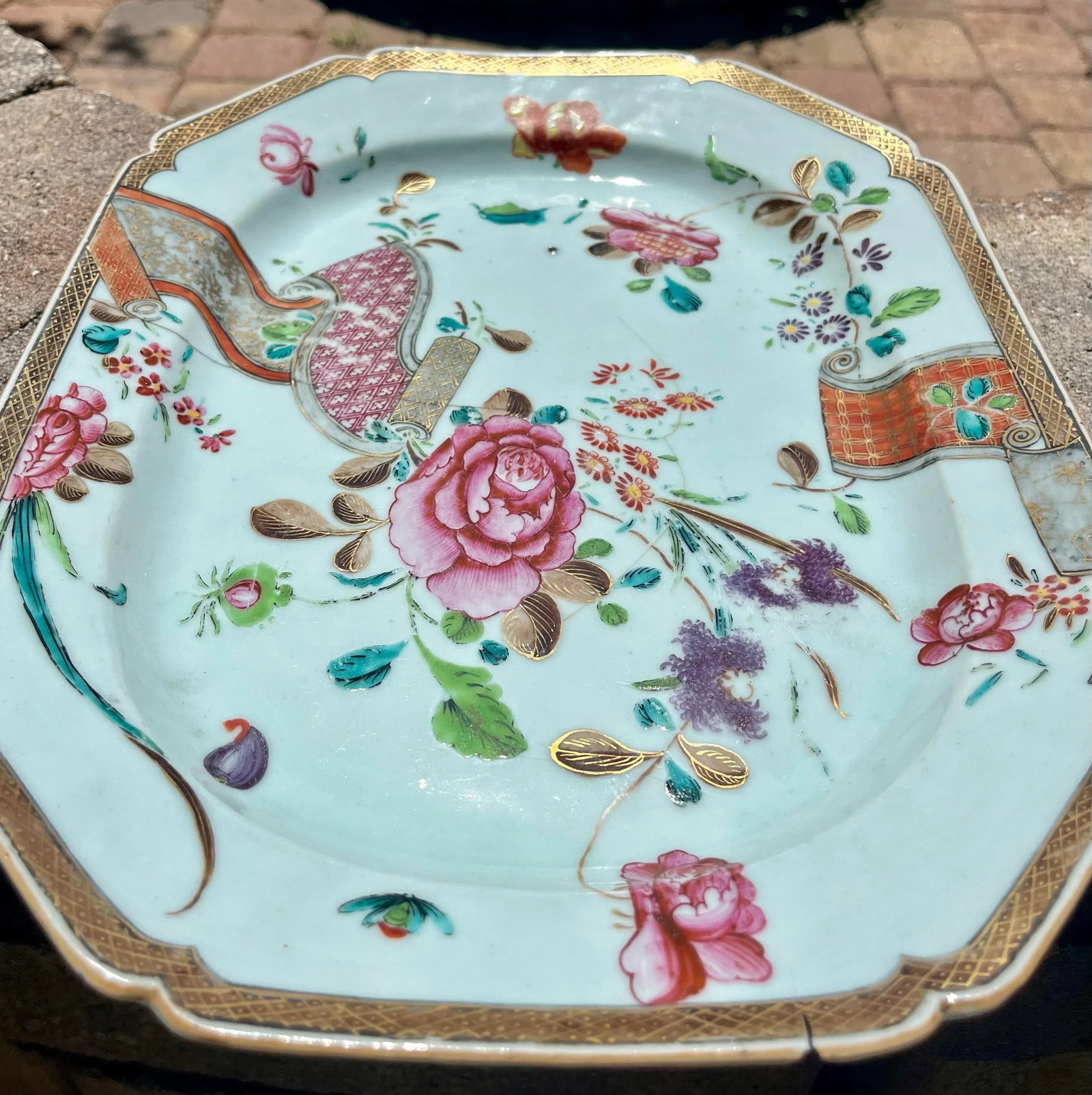 18th Century Chinese Export Famille Rose Hand Painted Porcelain Platter - 5