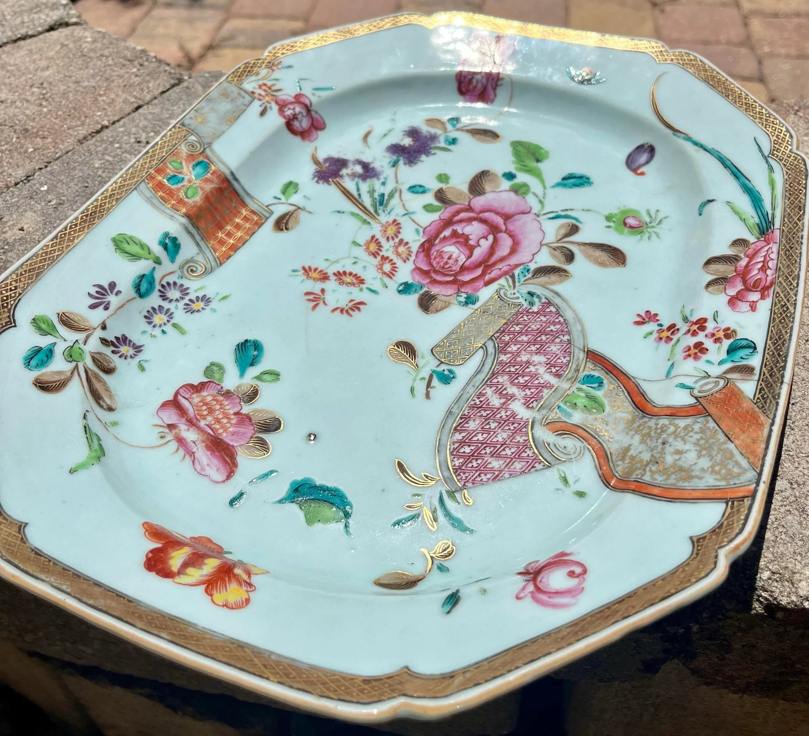 18th Century Chinese Export Famille Rose Hand Painted Porcelain Platter - 7