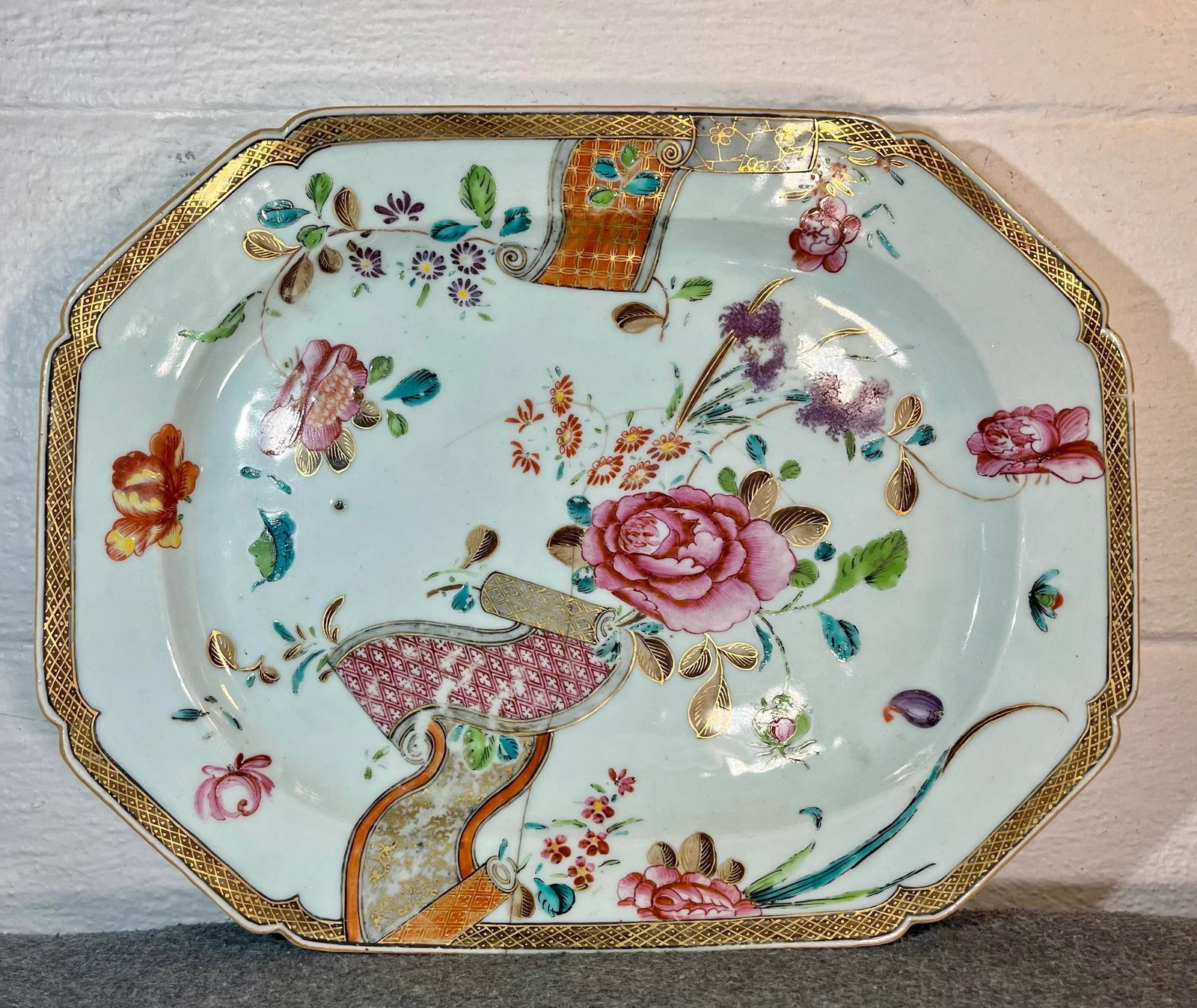 18th Century Chinese Export Famille Rose Hand Painted Porcelain Platter - 8