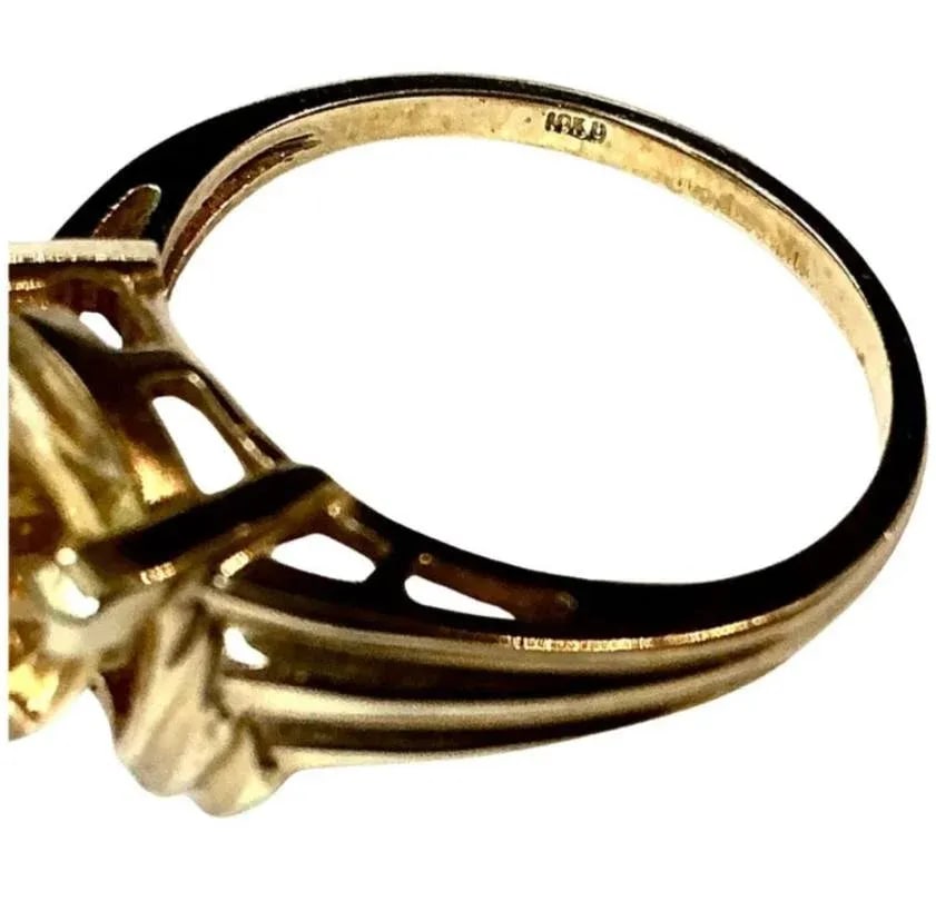 Three Carat Trillion Cut Citrine 10k Yellow Gold Ring - 5