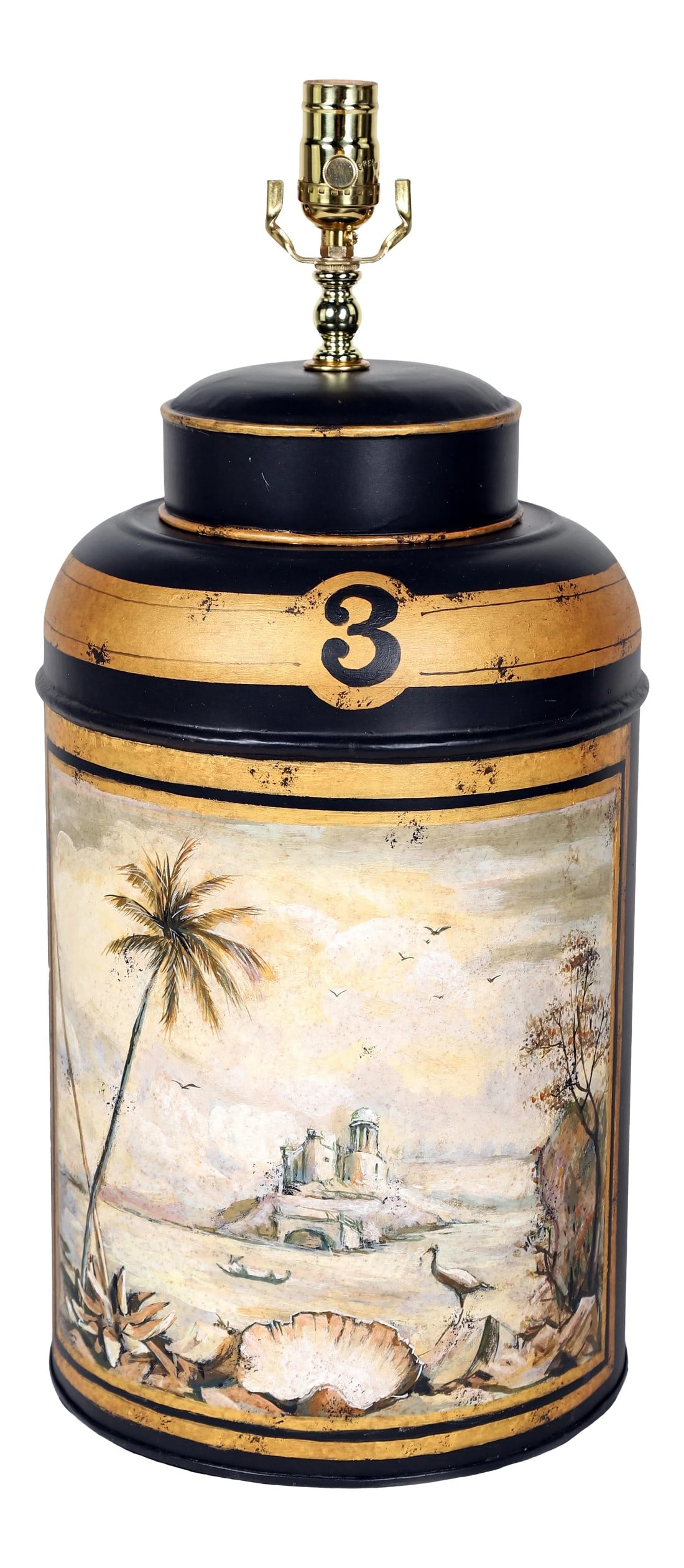 Vintage English Export Hand Painted Tea Caddy Lamp (1 of 6)