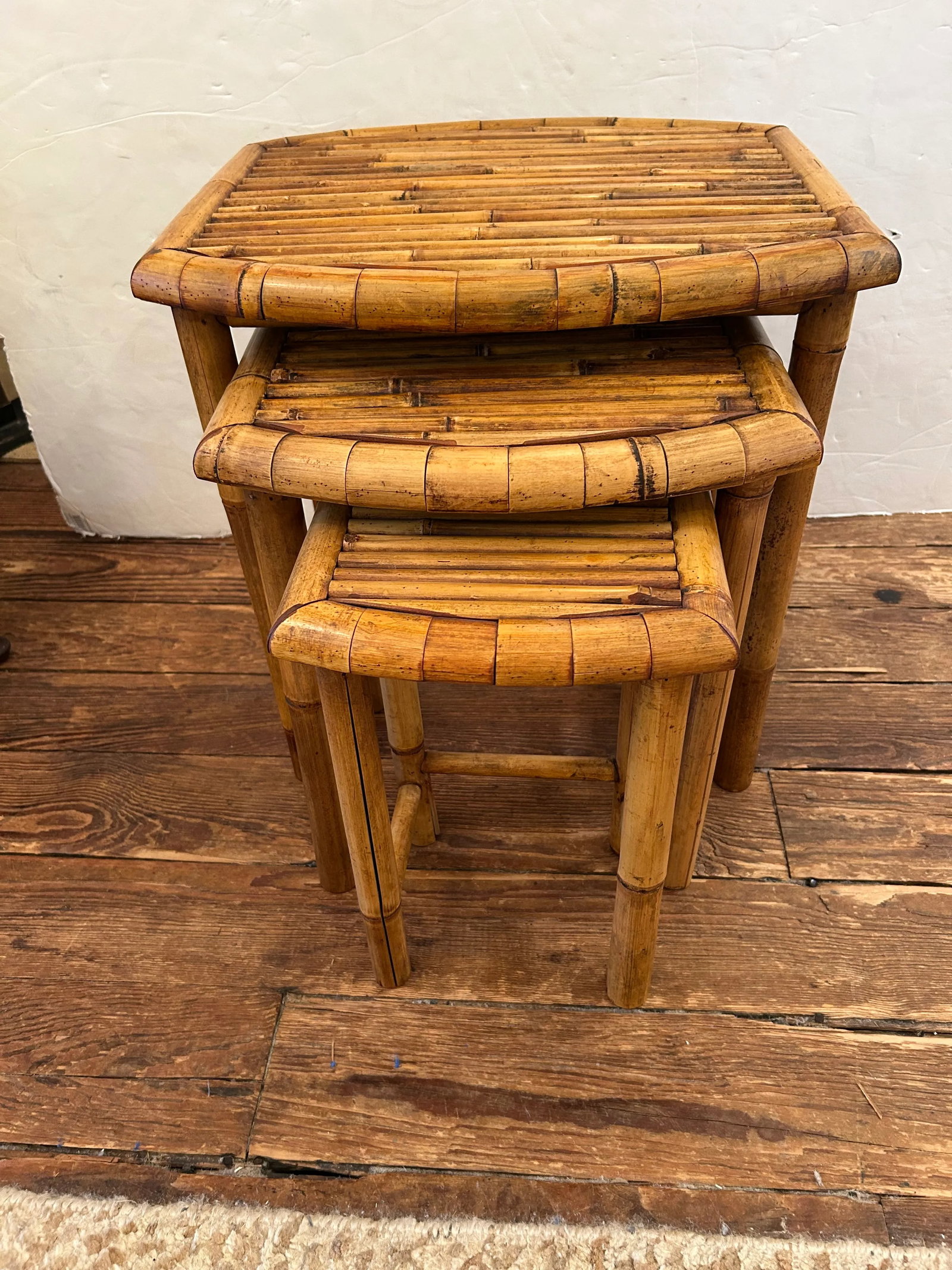 Vintage Bamboo Nesting Tables -Set of 3 - 4