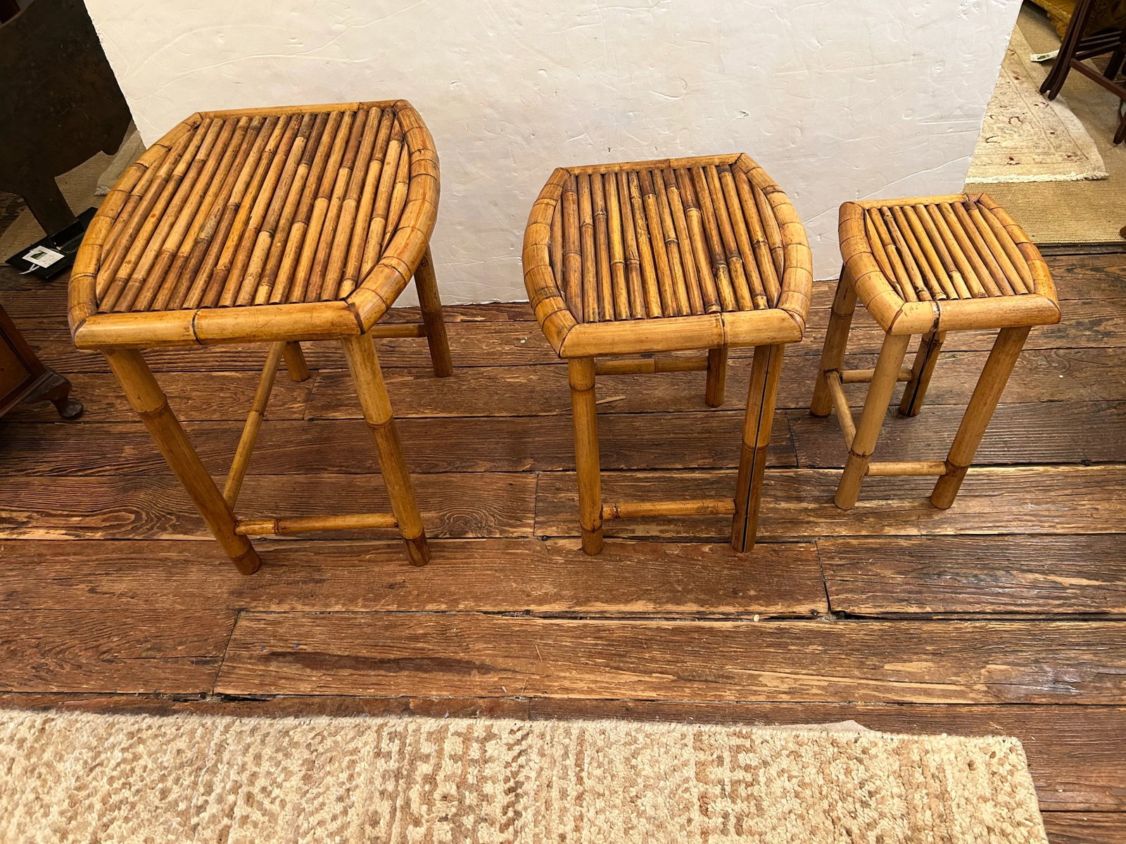 Vintage Bamboo Nesting Tables -Set of 3 - 6