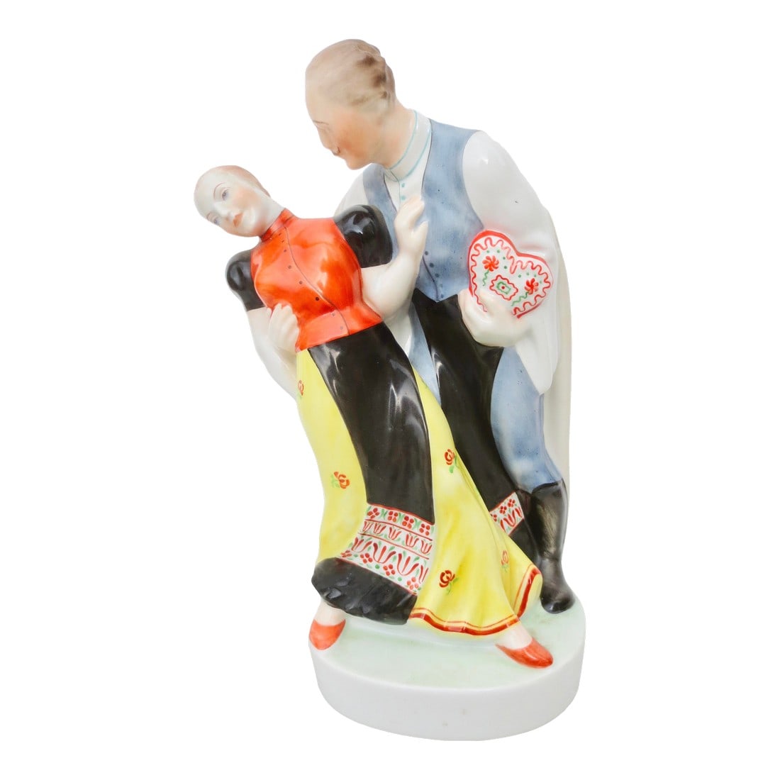 Herend Porcelain Dancers Vintage 60s: Porcelain Dancers by Herend Porcelain HEREND HUNGARIAN FOLKLORE COUPLE , part of a series of native folk performers on dance and song. Colorful and lively moment with two figures like movie stars. The