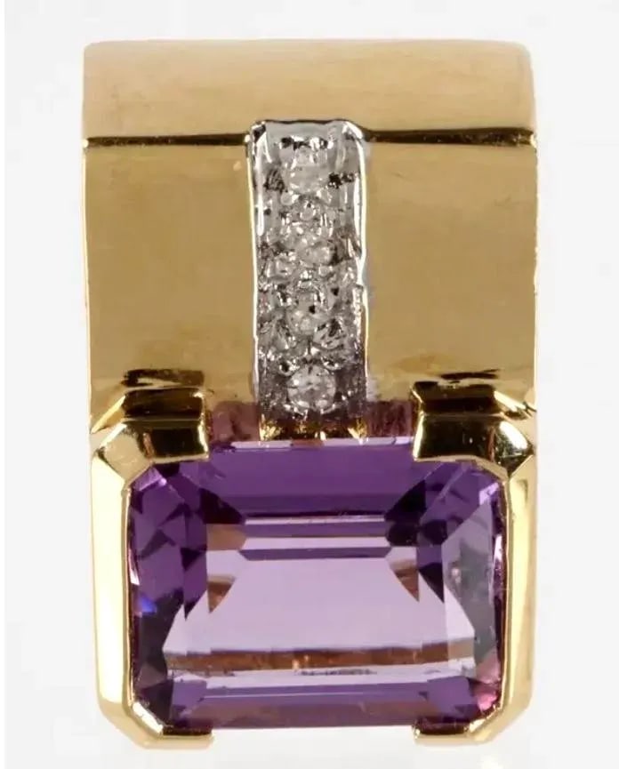 14k Gold, Amethyst, and Diamonds Omega Necklace 21 Grams - 3