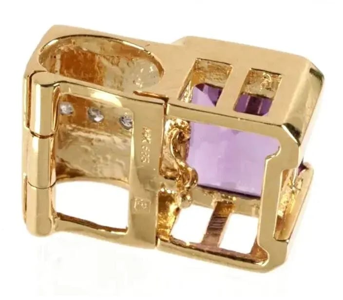 14k Gold, Amethyst, and Diamonds Omega Necklace 21 Grams - 5