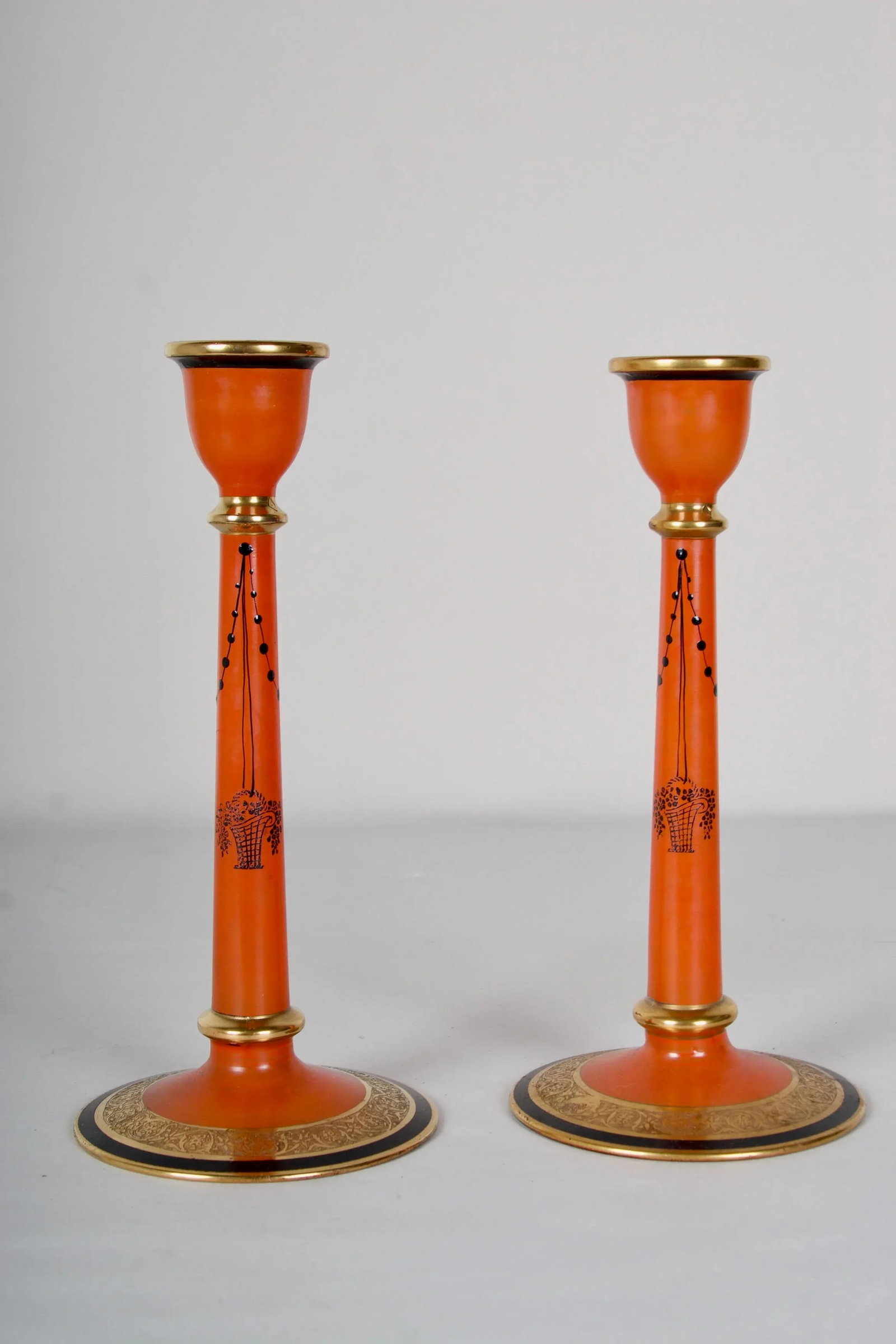 1940s Glass Charger and Matching Candlesticks With 24k Gold Details - 3 Piece Set - 11