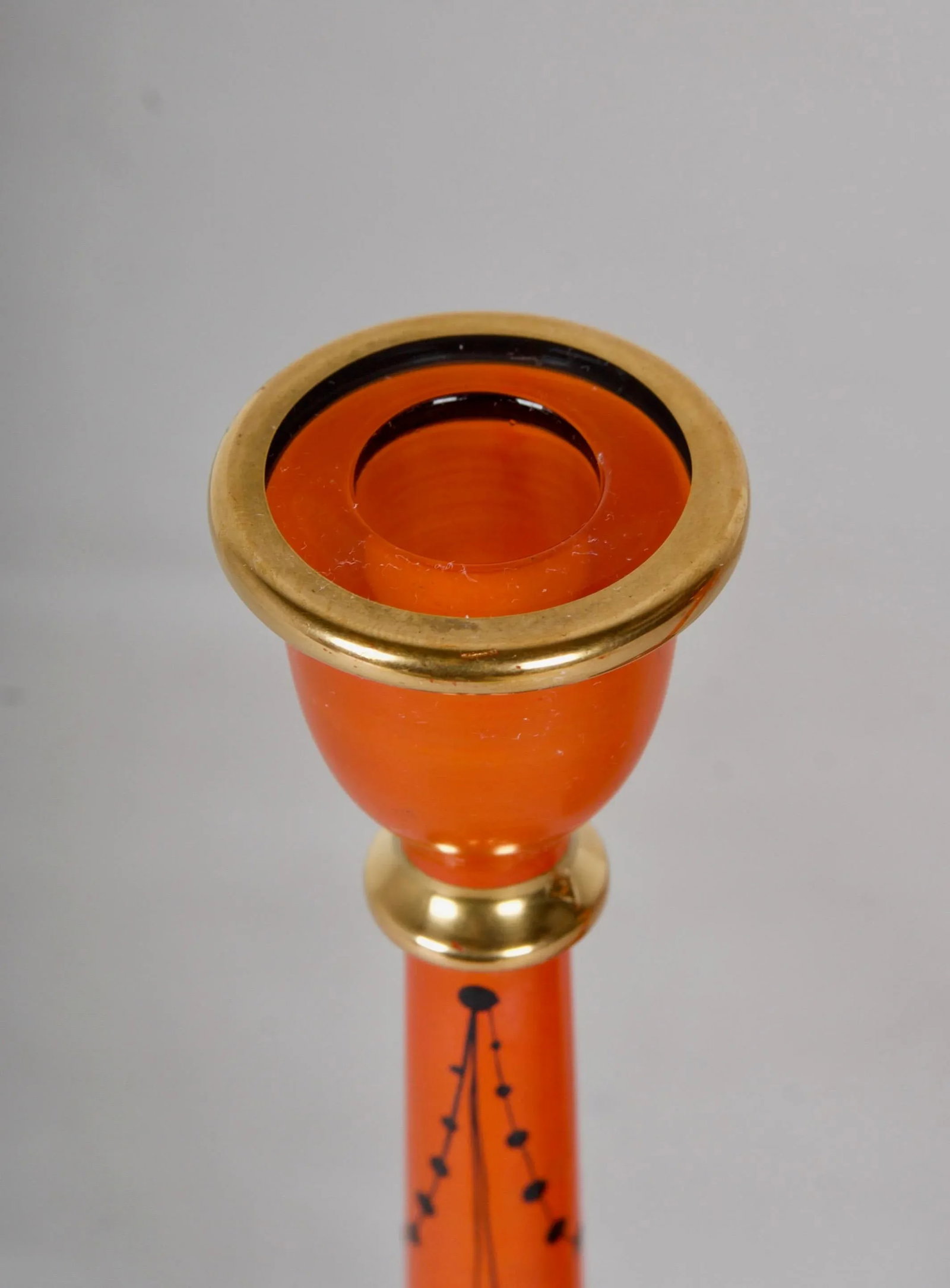 1940s Glass Charger and Matching Candlesticks With 24k Gold Details - 3 Piece Set - 12
