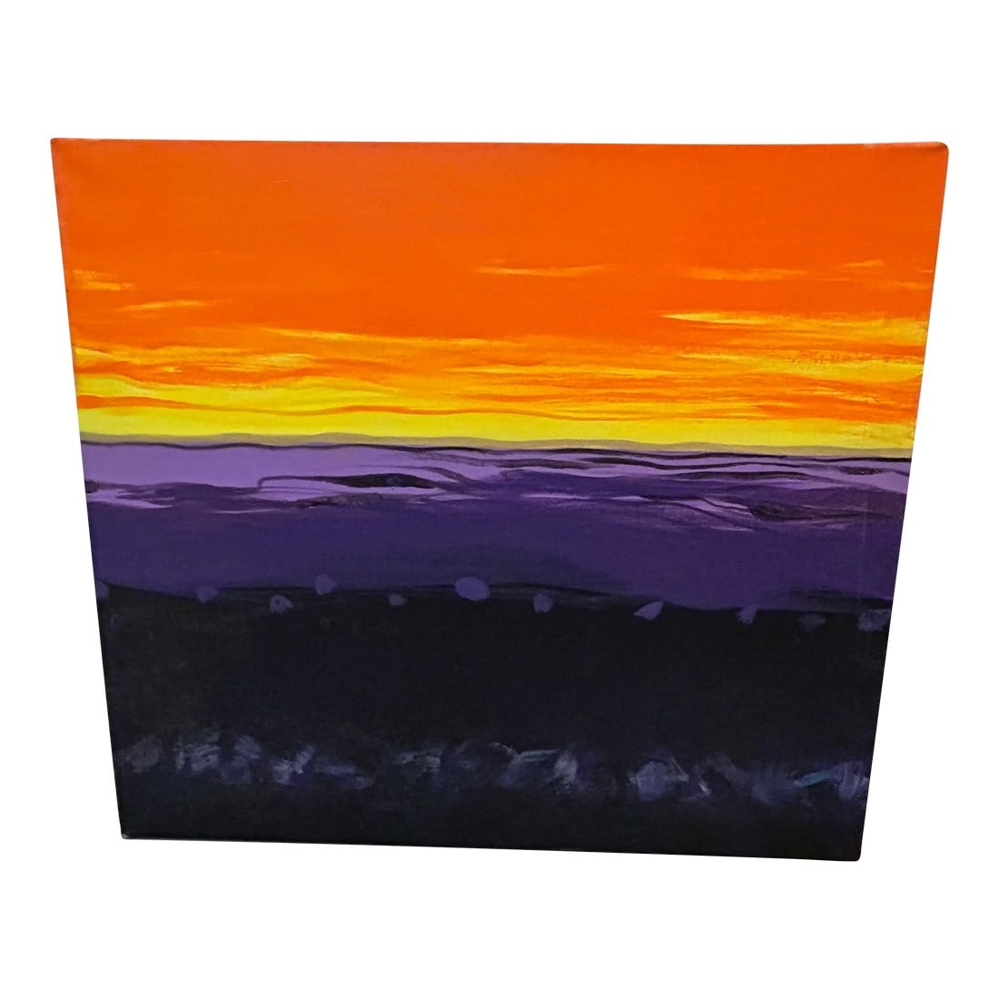 Original Painting From the Santa Fe Series by Thomas George: La Bajada by Thomas George from the Santa Fe Series. Incredible sky with purple foreground is visually stunning. Thomas George (1918-2014) was an internationally recognized artist whose work is includ