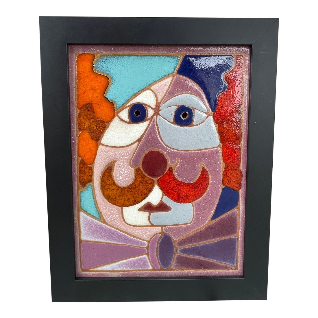 1980s "Otto" Ceramic Mosaic by Tile Muralist Guillermo Wagner Granizo: Otto is a ceramic mosaic by Guillermo Wagner Granizo who was one of the world's premier ceramic-tile muralists. His bright colors, geometric shapes, heavy lines, and varying textures created in his Be
