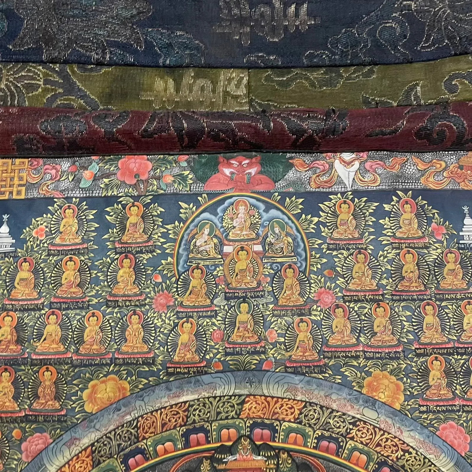 Hand-Painted Tibetan Mandala Thangka With Silk Curtain - Made in Nepal - 10