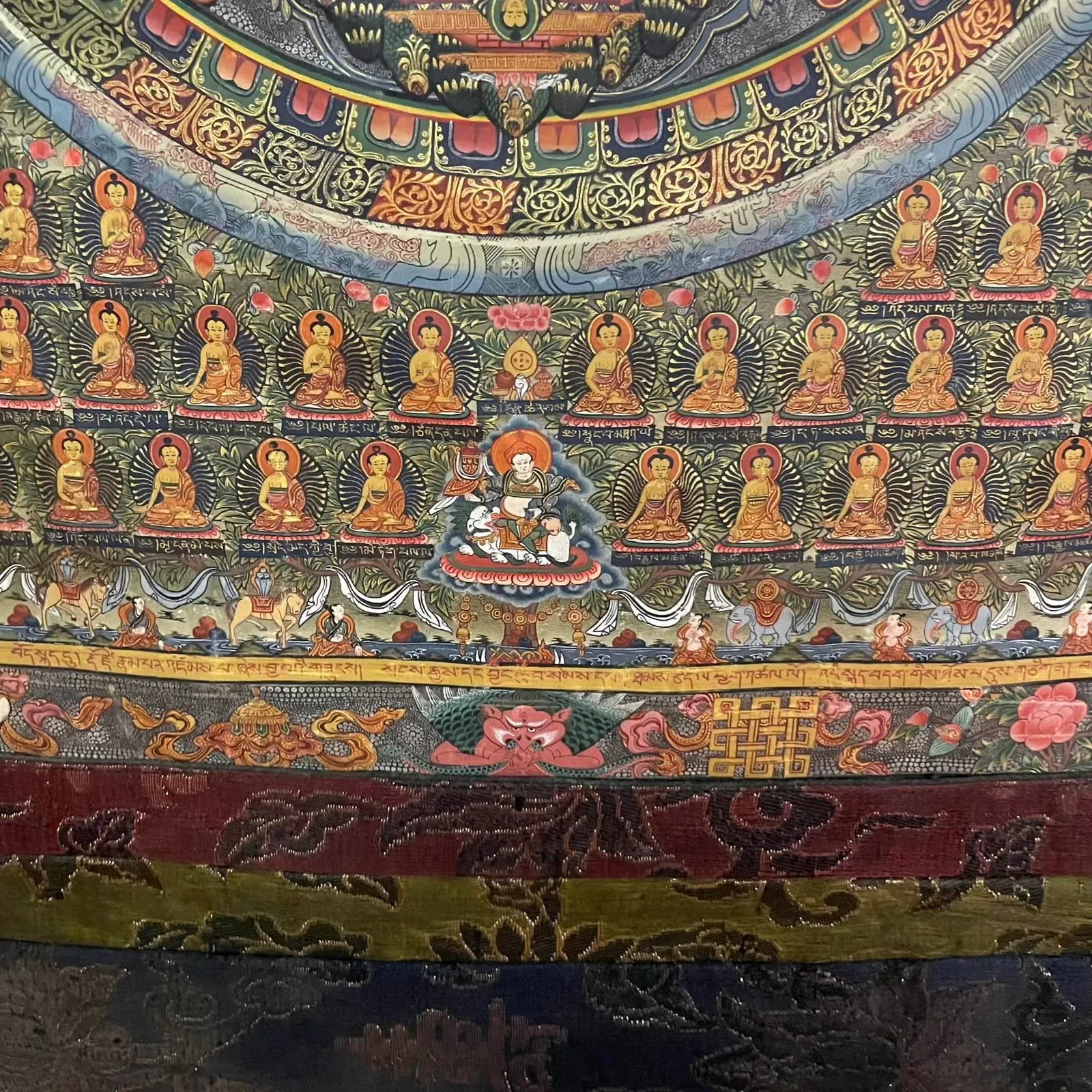 Hand-Painted Tibetan Mandala Thangka With Silk Curtain - Made in Nepal - 4