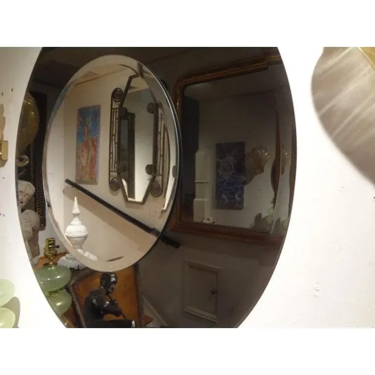 Large Italian Fontana Arte Style Round Beveled Mirror - 7