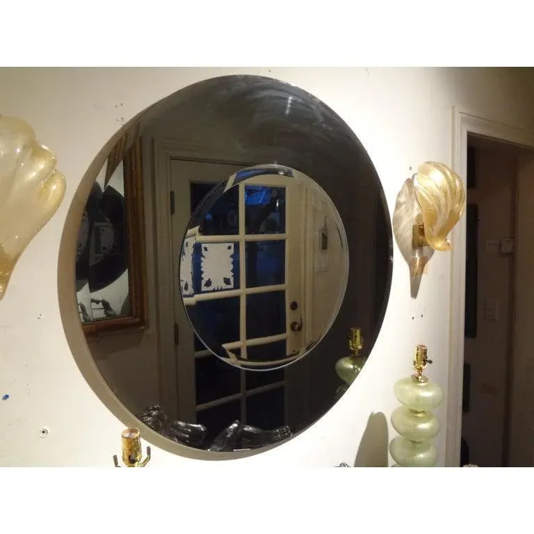 Large Italian Fontana Arte Style Round Beveled Mirror - 8