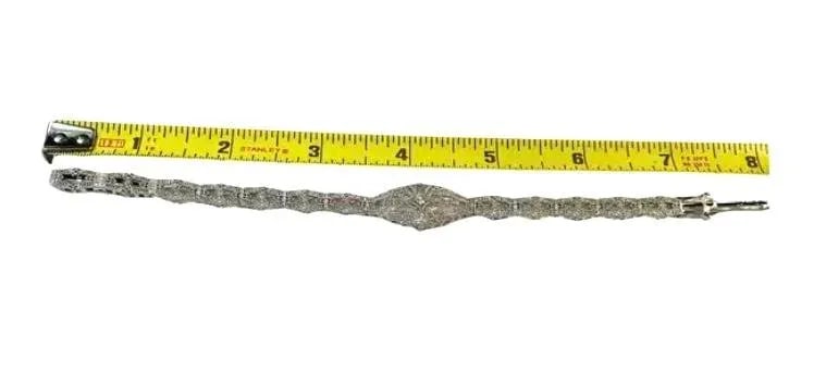 14k White Gold Filigree and Diamond Bracelet, Art Deco - 6