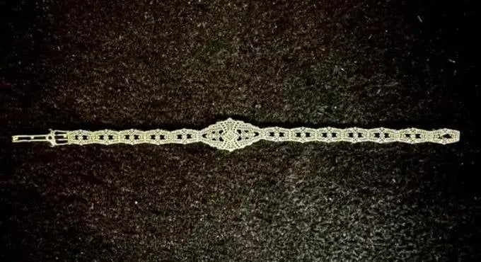 14k White Gold Filigree and Diamond Bracelet, Art Deco - 8