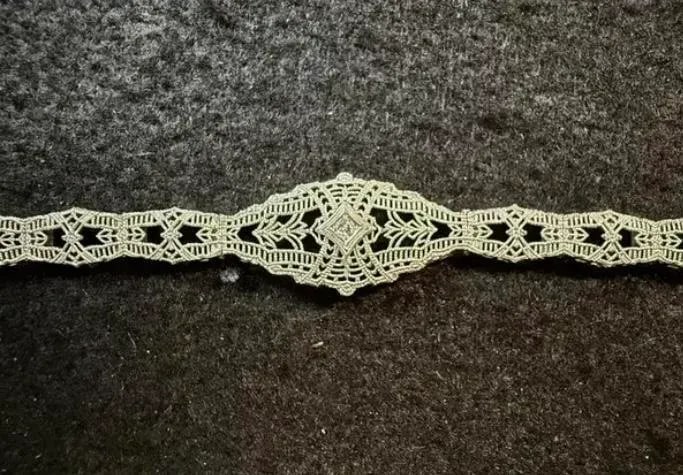 14k White Gold Filigree and Diamond Bracelet, Art Deco - 9