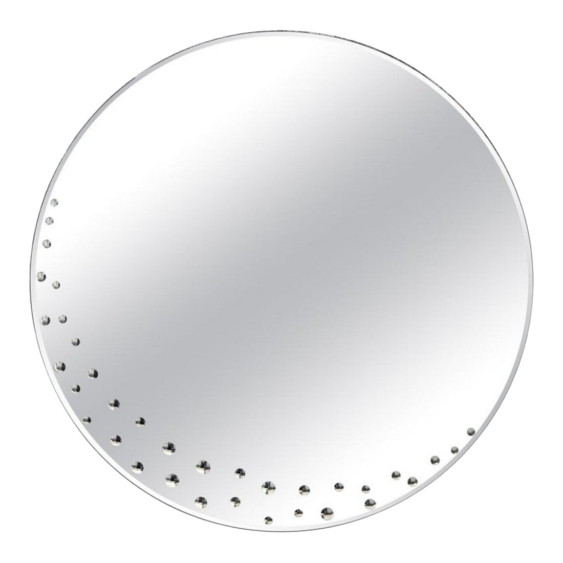 1960s Italian Modern Mirror With Bullseye Design: Italian Modern Mirror With Bullseye Design. Offered is a outstanding Italian Fontana Arte inspired mid century modern circular mirror with a great crescent bullseye design. These stunning bullseyes