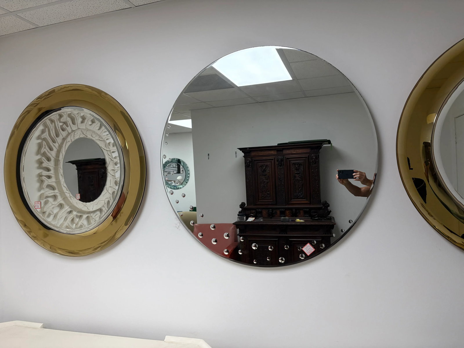 1960s Italian Modern Mirror With Bullseye Design - 8